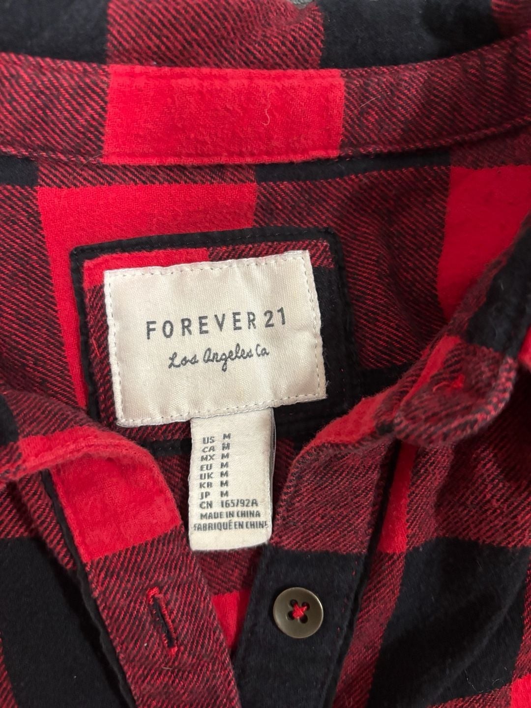 Forever 21 Red and Black Buffalo Plaid Flannel Shirt Size M