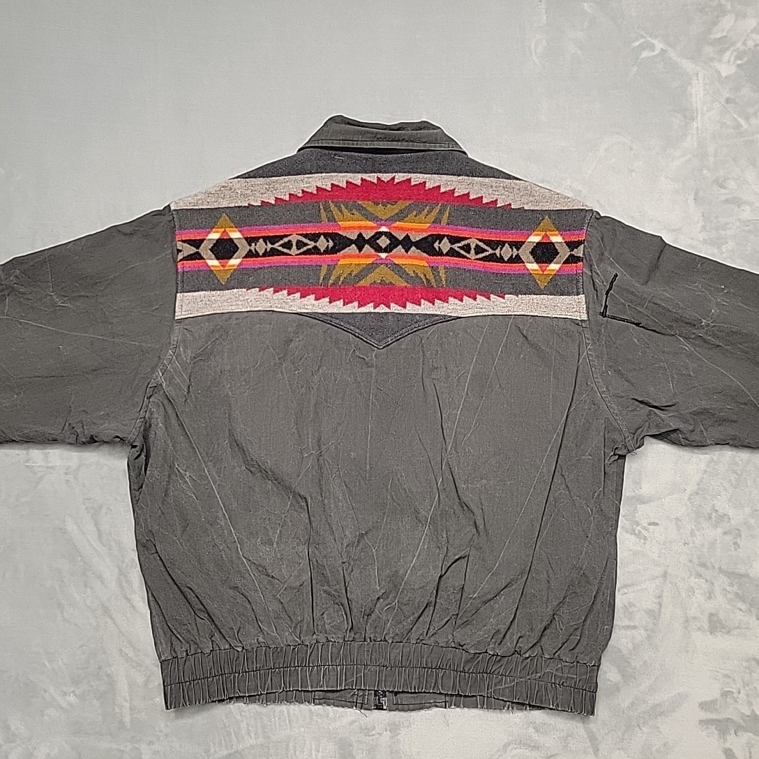 VTG Pendleton Jacket Mens XL Black Aztec Western Bomber Southwestern Made In USA