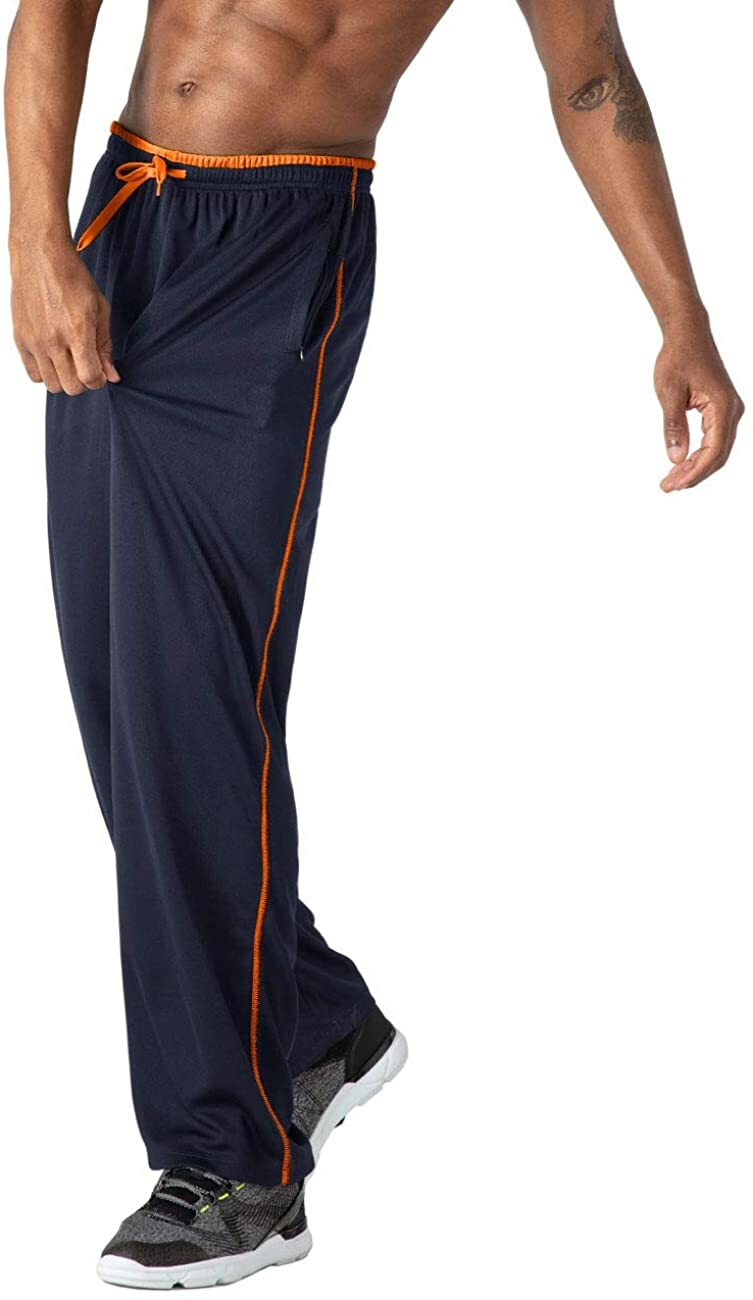 Men’s Casual Jogger Sweatpants Elastic Waist Open Bottom Gym Workout Mesh Pants