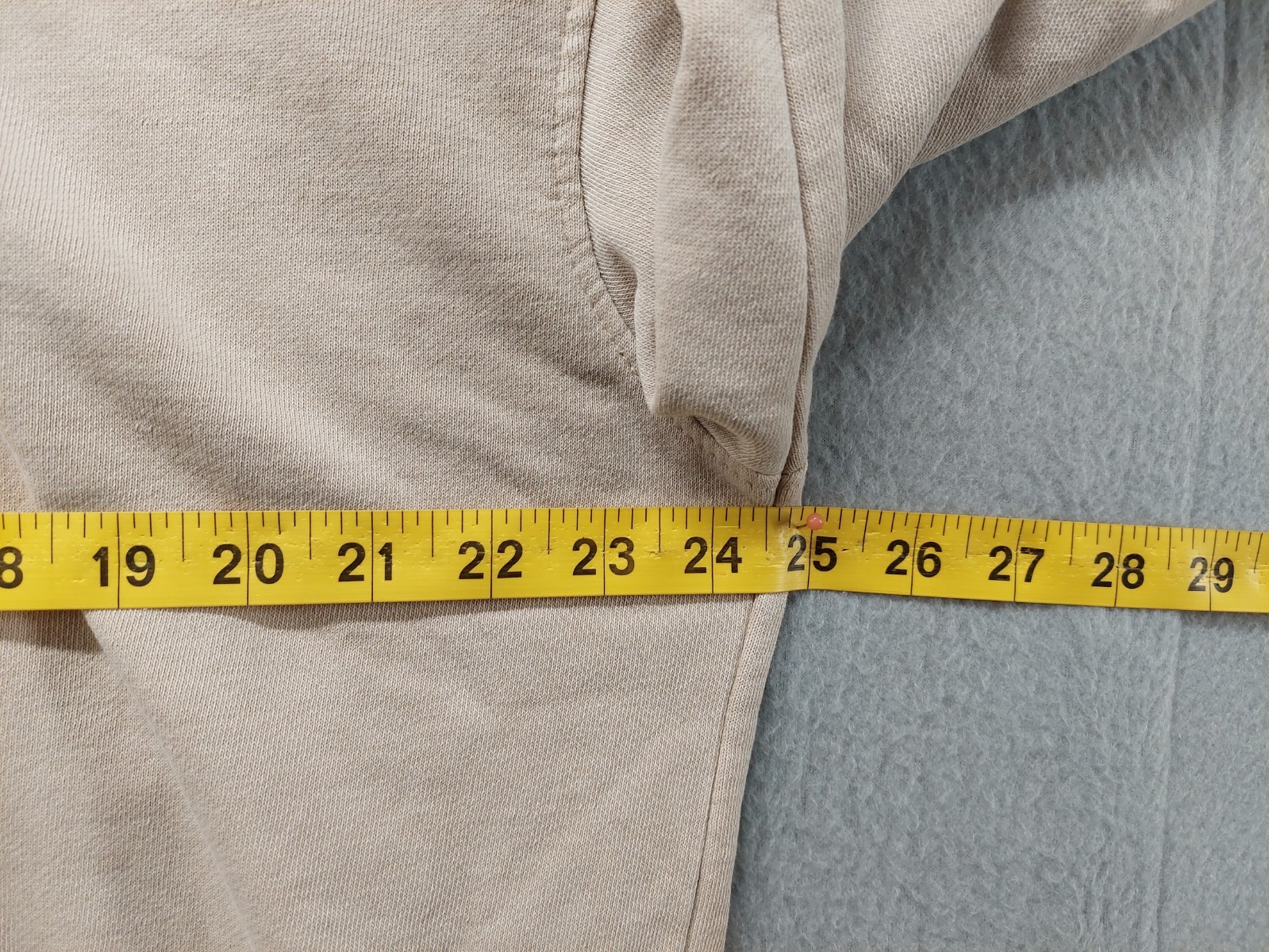 C&C California Women Sweatshirt L Beige Mock Neck 1/2 Zip Kangaroo Pocket Casual