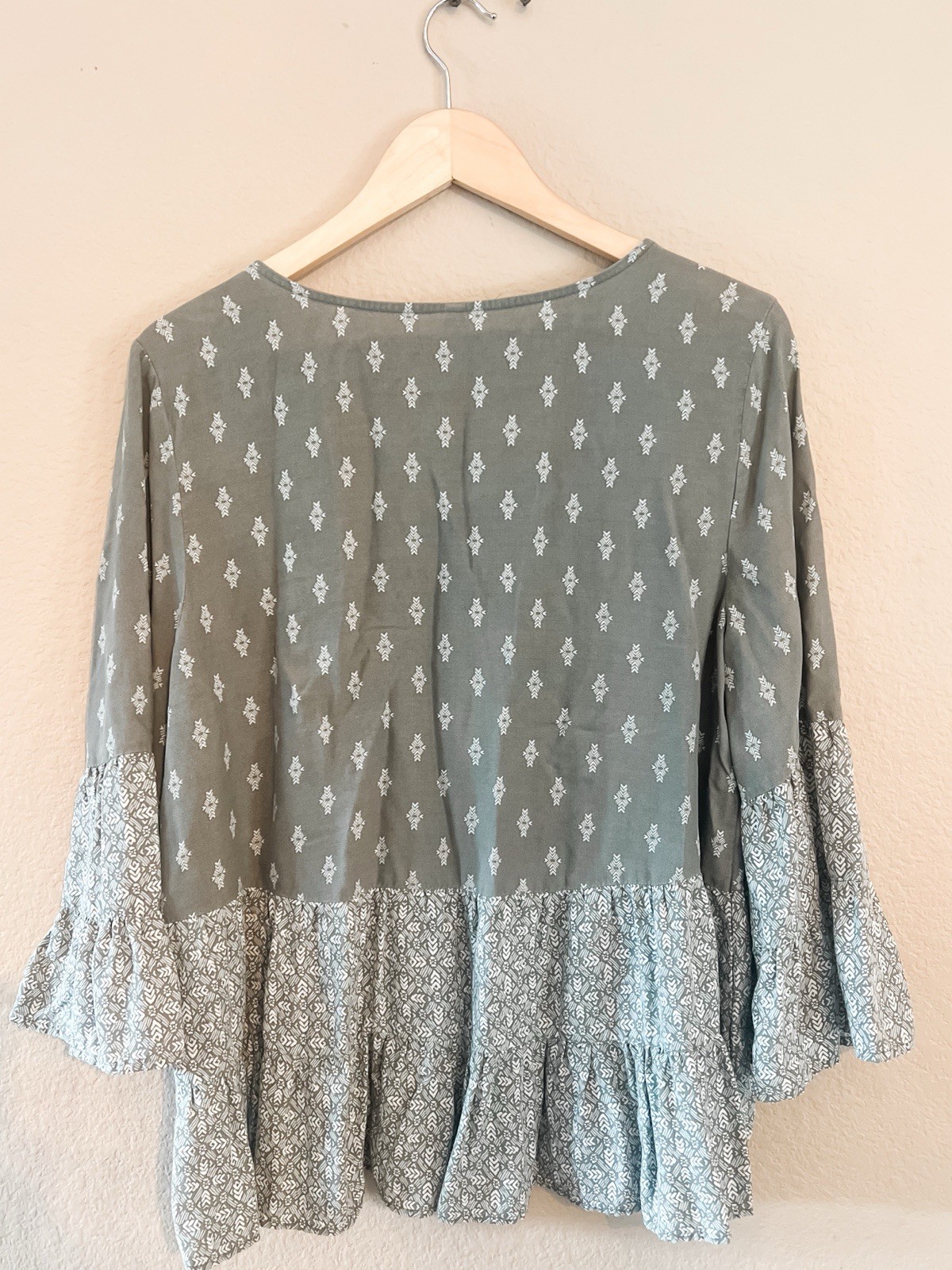 Mudd Boho Tie Front Peasant Top XL Wide Sleeves 🌿✨