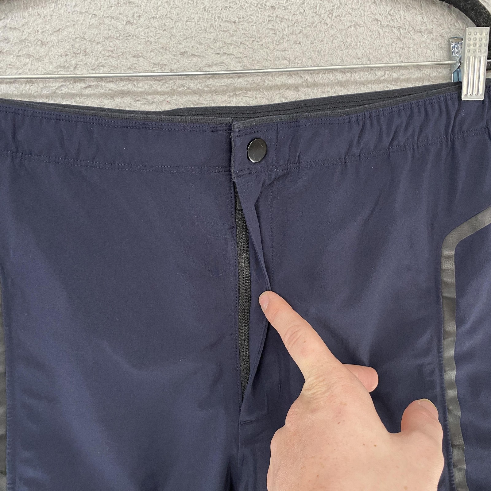 Paskho Shorts Mens XL Navy Blue Tech Stretch Zip Pockets Elastic Waist Drawcord