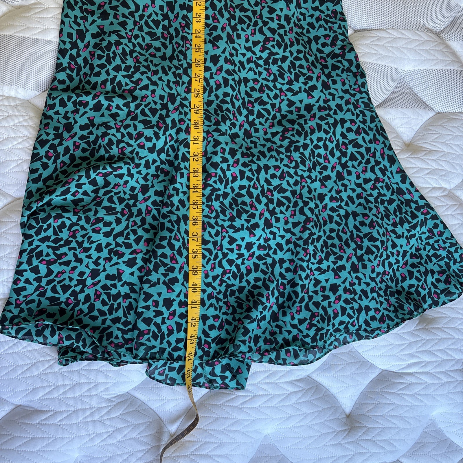 Vtg 80s 90s Teal Abstract Secretary Dress – 12
