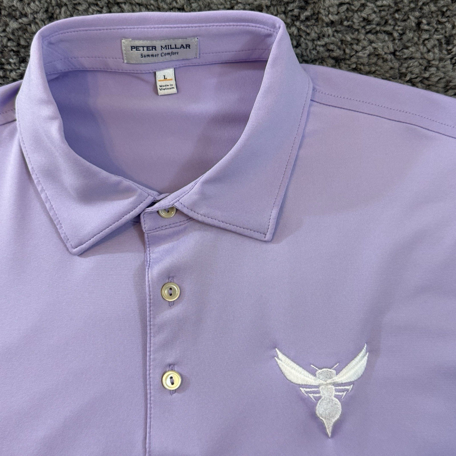 Peter Millar Polo Shirt L Purple Summer Comfort Performance Golf Wasp