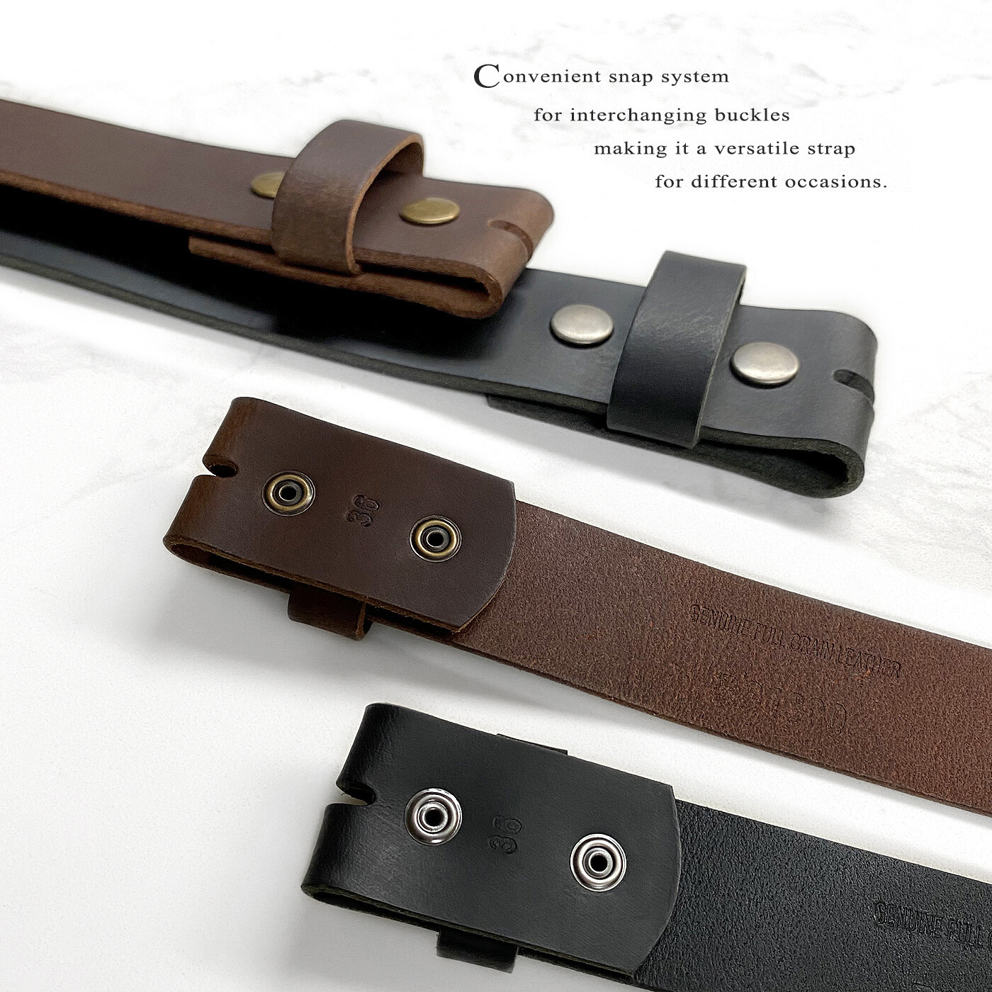 Big and Tall Belt One Piece Full Leather Belt Strap 1-1/2″ wide Up to size 60″