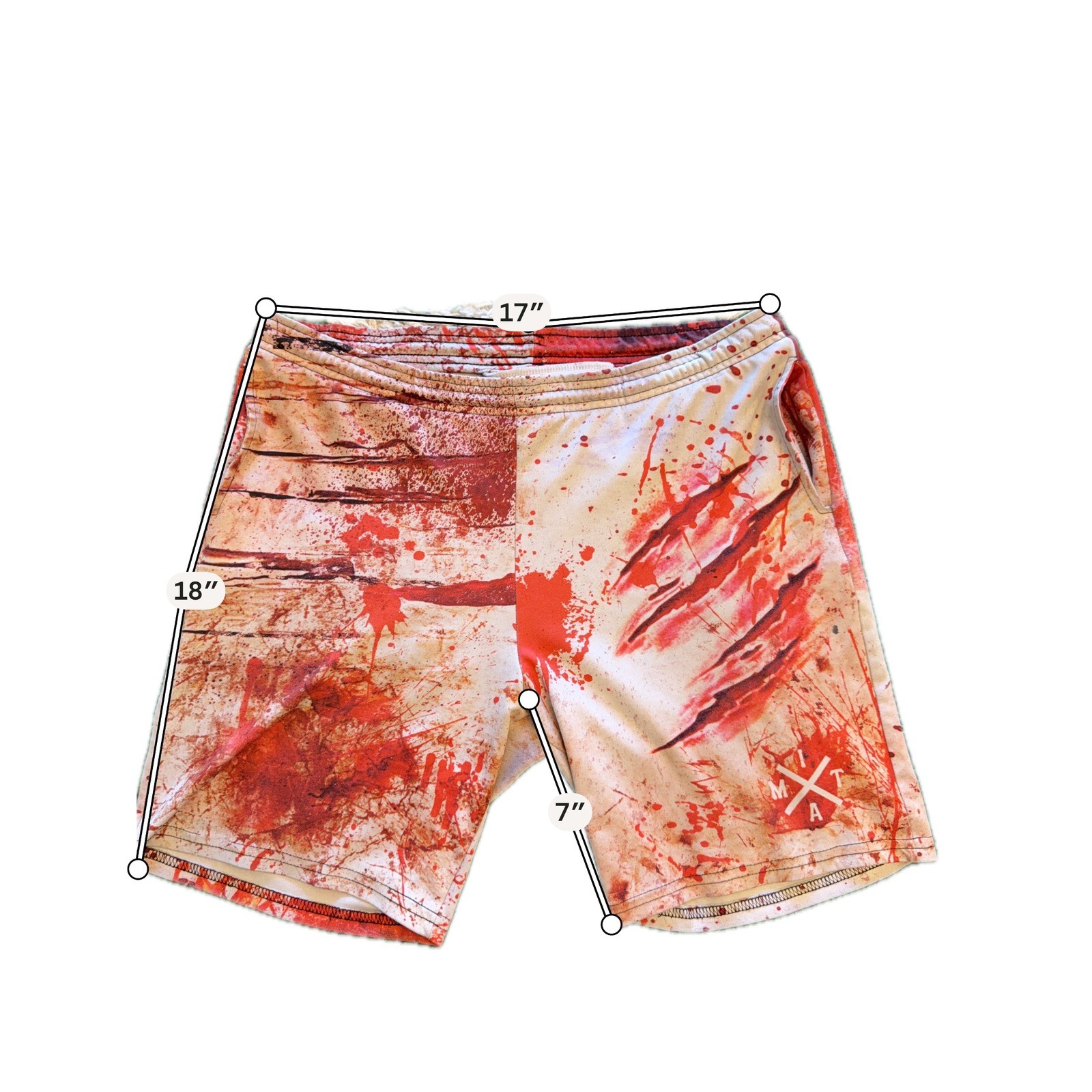 Into The AM Graphic Shorts Mens 32 White Red Excellent Blood Splatter Claw Marks