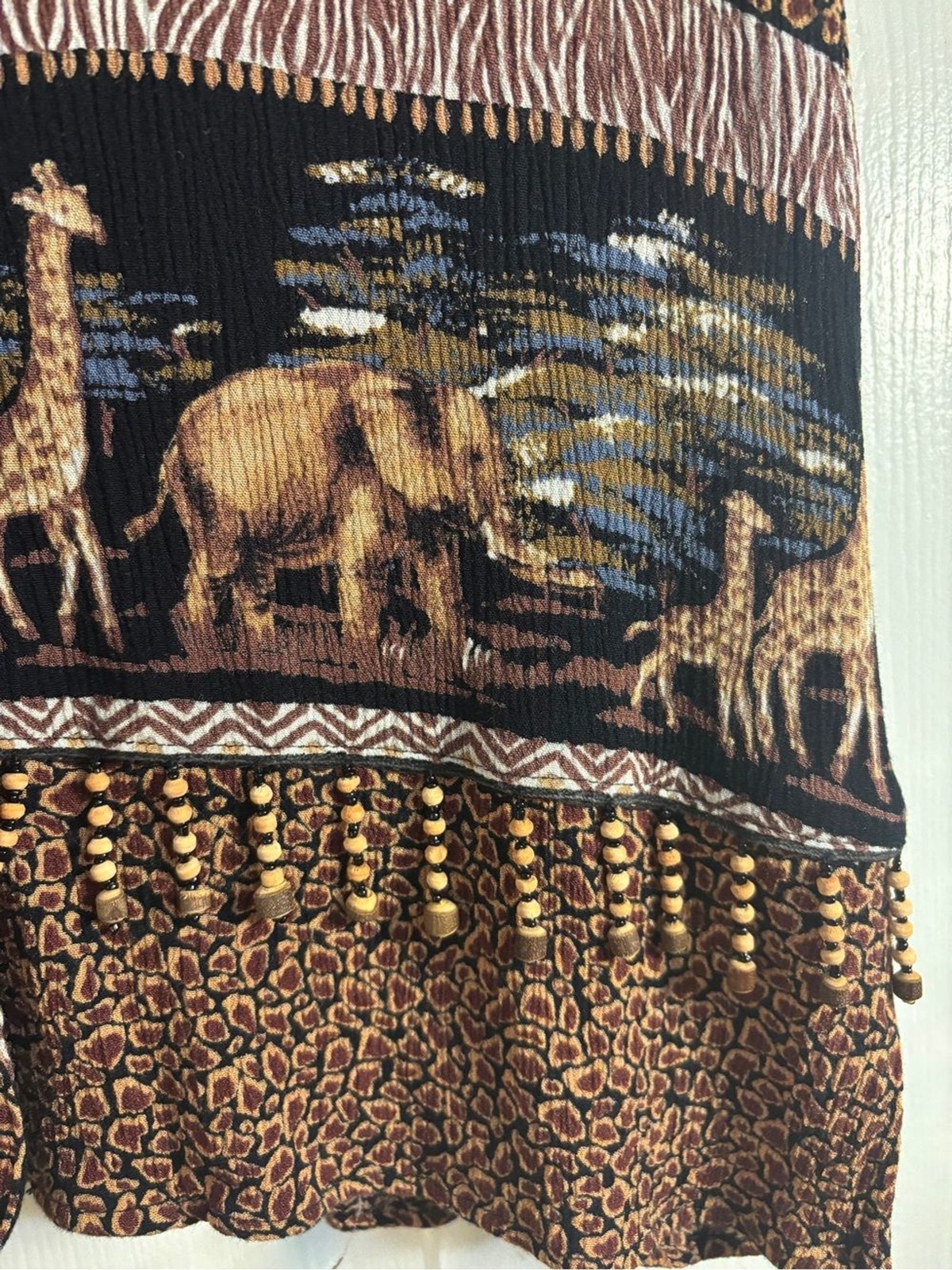 VTG Notations Safari Animal Print Button Front Top – Black & Brown S