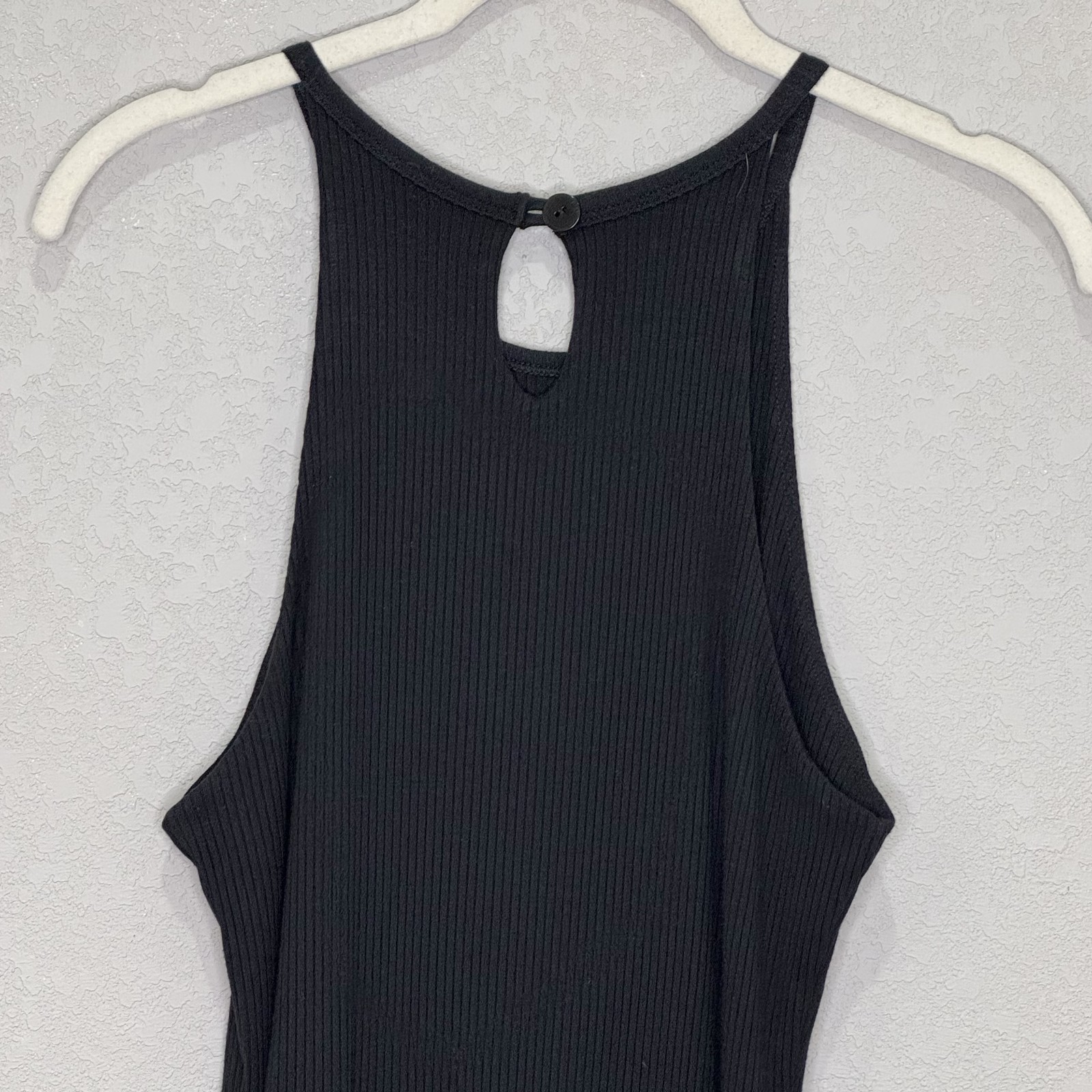LNA Dress Small Black Double Layer Ribbed Tank Keyhole Midi Stretch Made USA