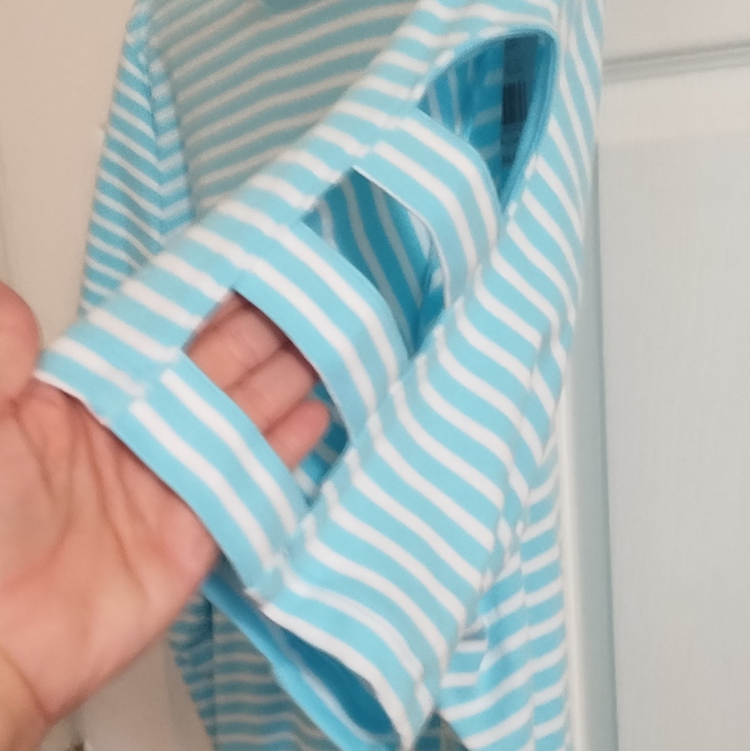 Kim Rogers Perfectly Soft Striped Cut-Out Sleeve Crew Tee 100% Cotton 3X