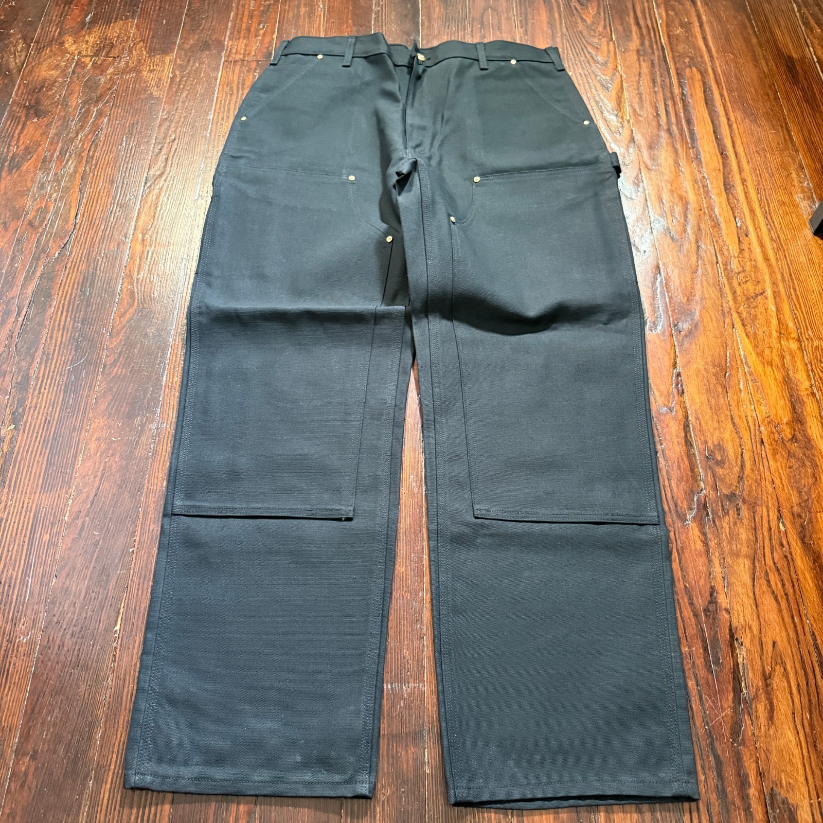 Carhartt B01 Pants Mens 38×32 Black Loose Straight Firm Duck Double Knee Work