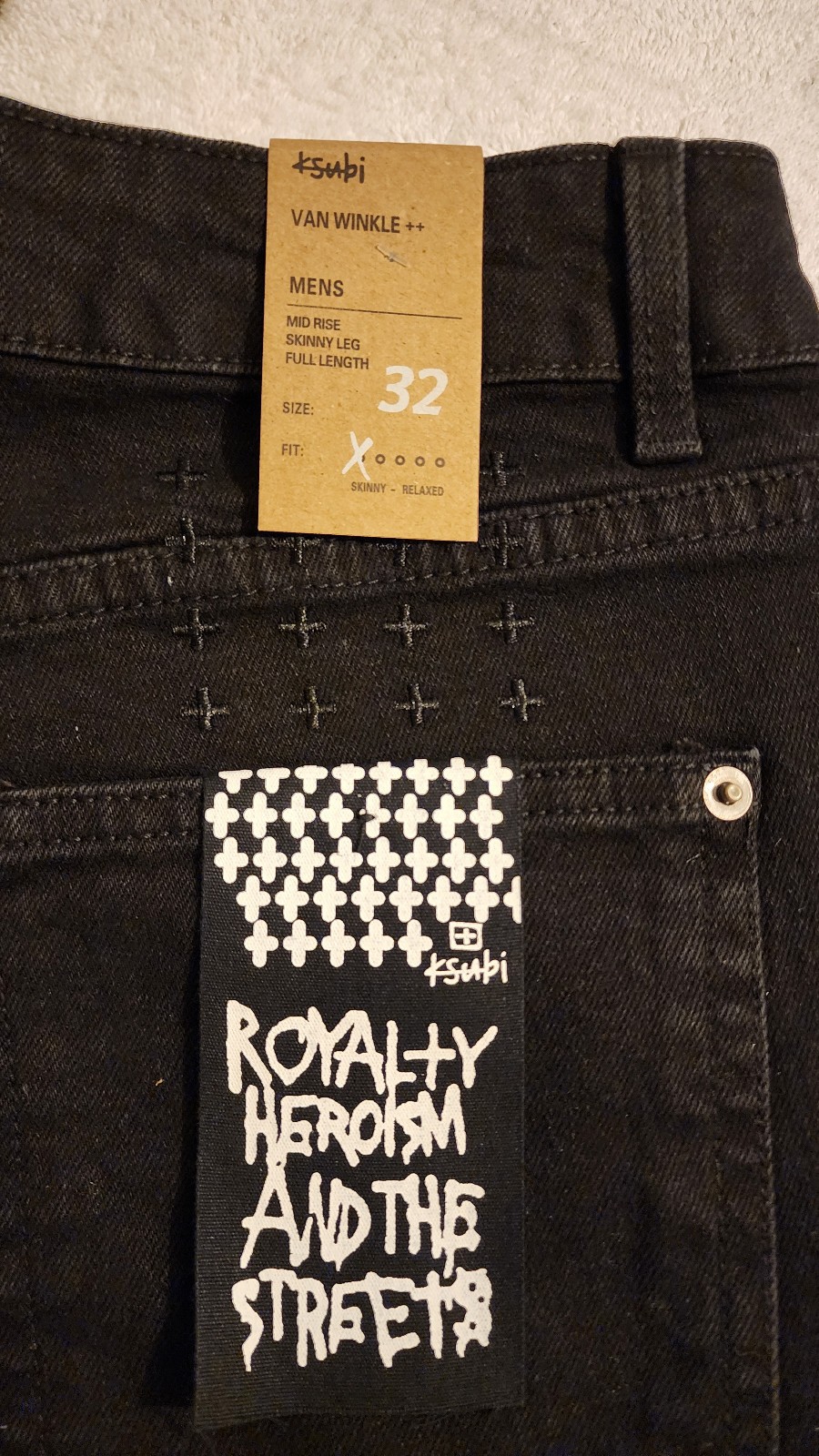 NEW Ksubi Van Winkle++ Jeans Mens 32×30 Black Skinny Stretch Denim NWT