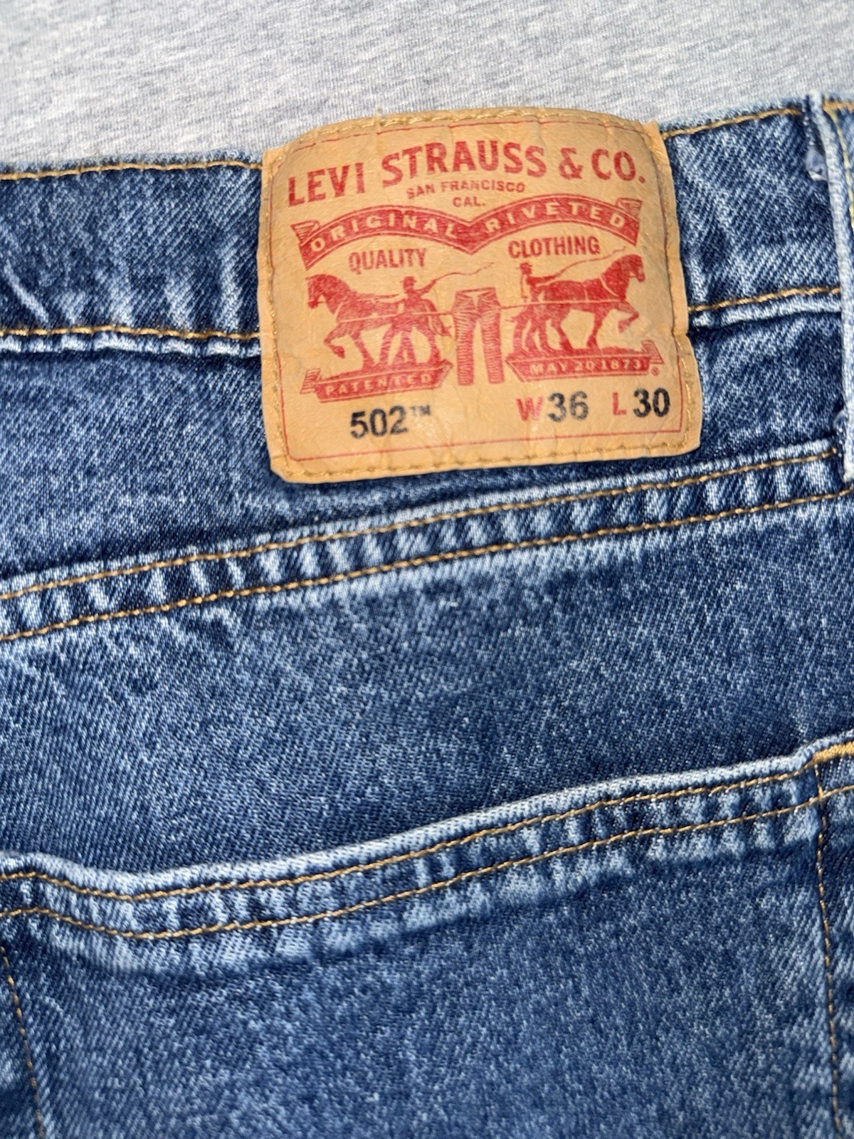 Levi’s 502 Men’s Jeans 36×30 Regular Fit Tapered Leg Stretch Blue Medium Wash