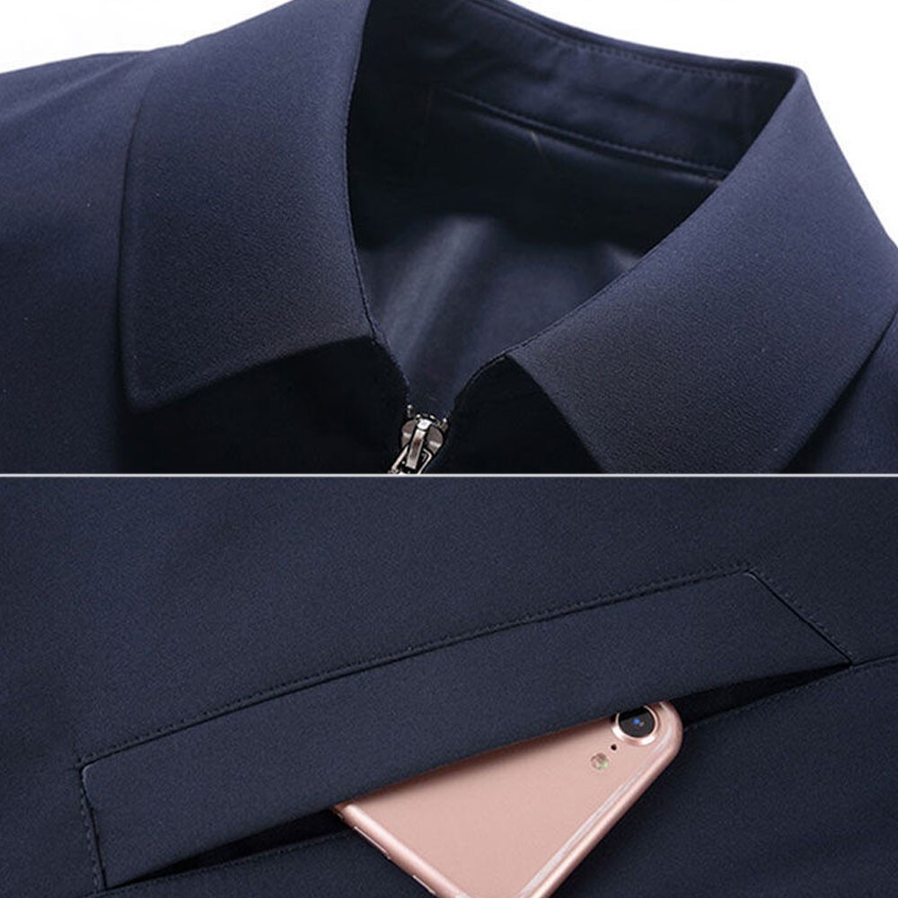 Men Turn-down Collar Coat Jackets Tops Business Autumn Spring Zipper Outwear【ML】
