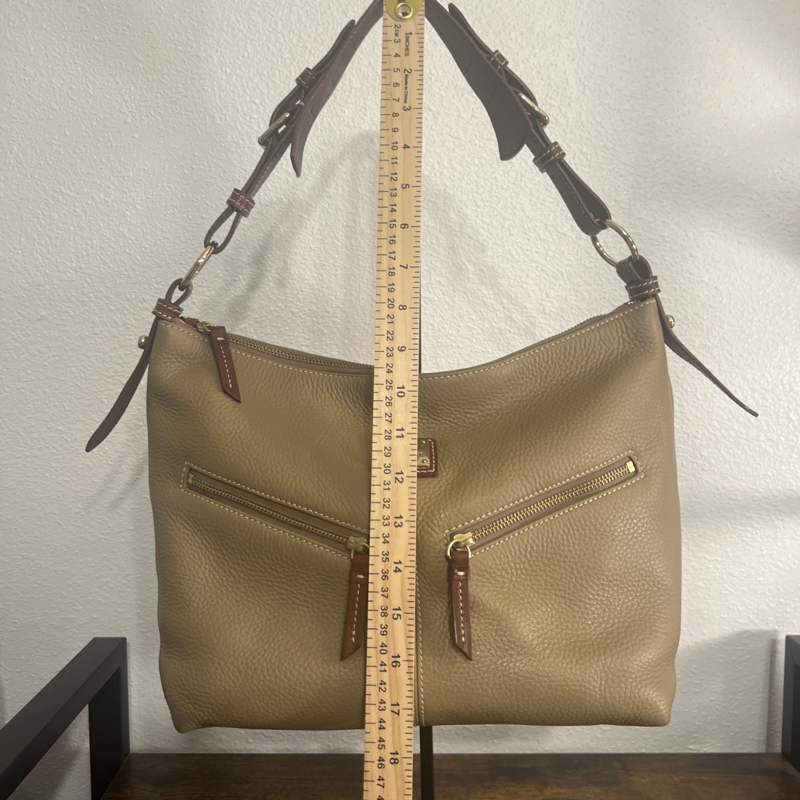 Dooney & Bourke Pebble All Weather Leather Hobo Shoulder Bag Taupe (Beige)