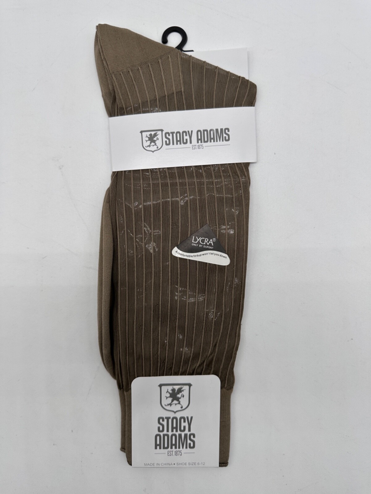 ONE PAIR NEW WITH TAG STACY ADAMS NYLON SLIKY RIBBED MEN’S CREW DRESS SOCKS