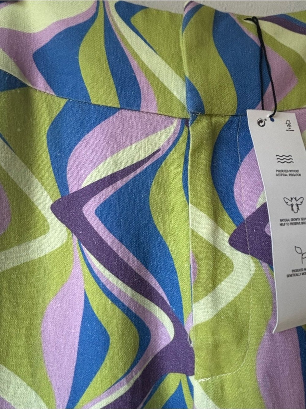 NWT Zara Abstract Print Linen Blend Wide Leg Pants Size S