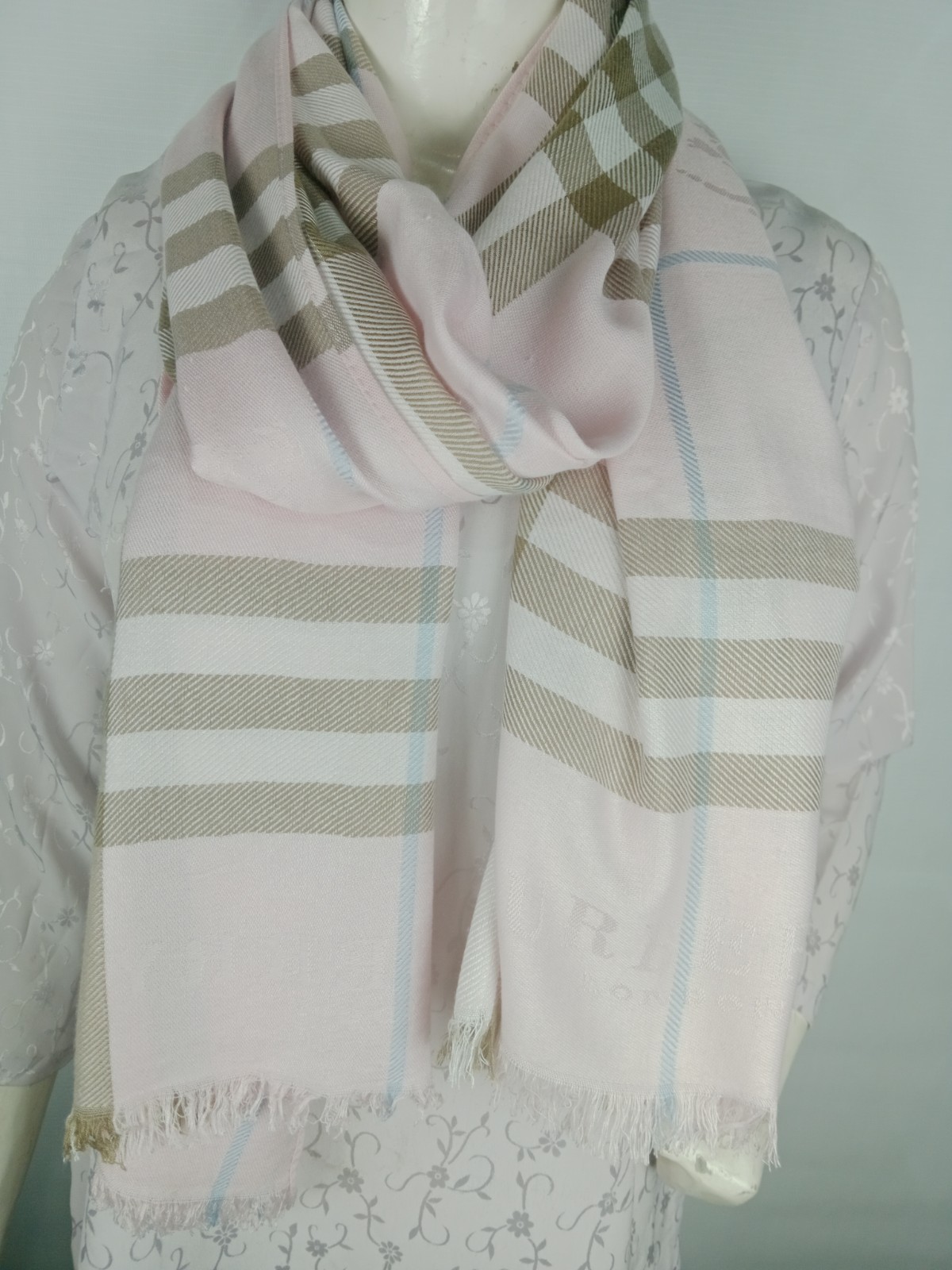 Authentic Burberry Scarf Shawl Stole Wrap 100% Cashmere Multicolor Used