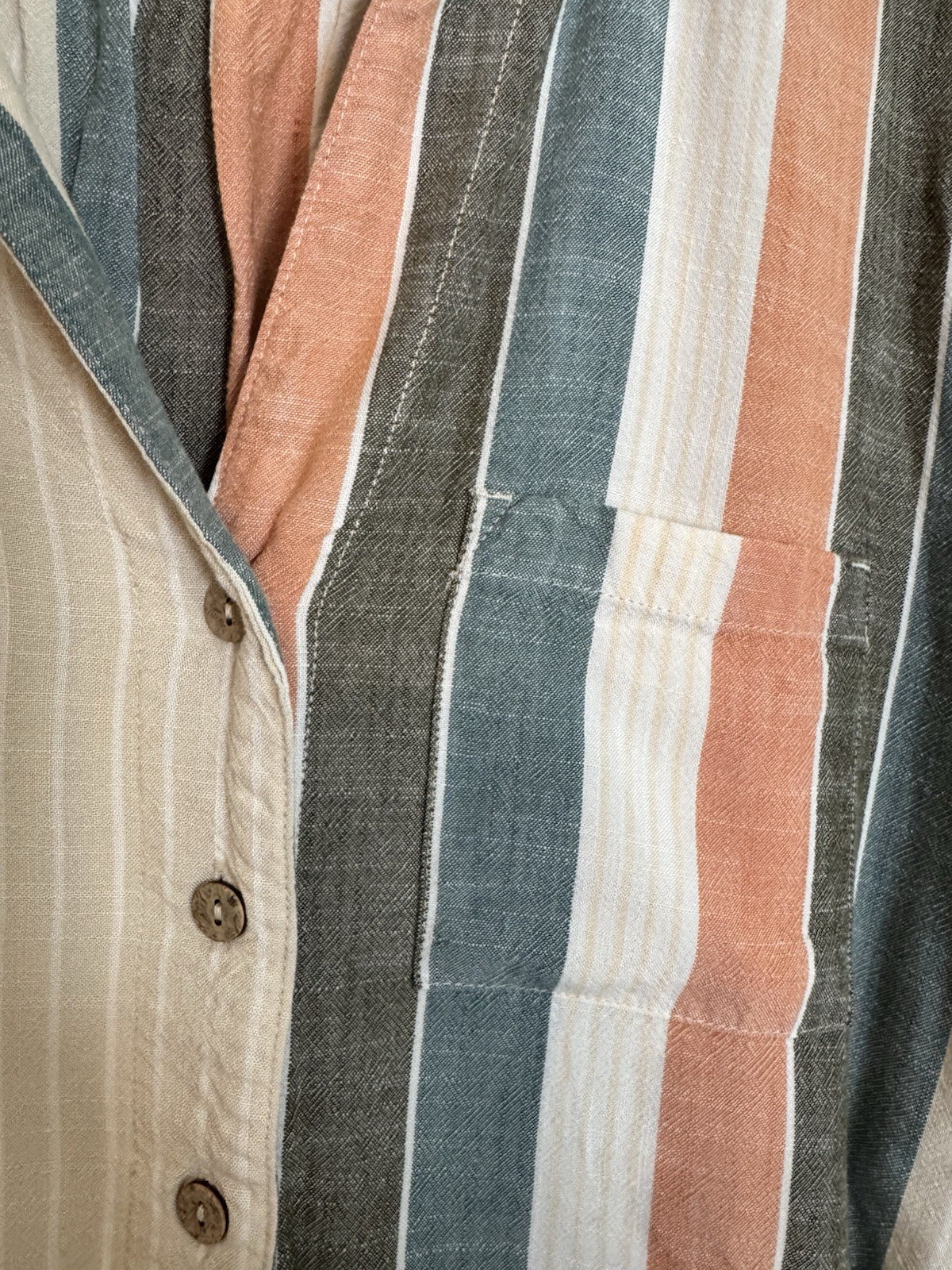 Sonoma Multicolor Striped Collared Button-Up Short Sleeve Blouse Top PM