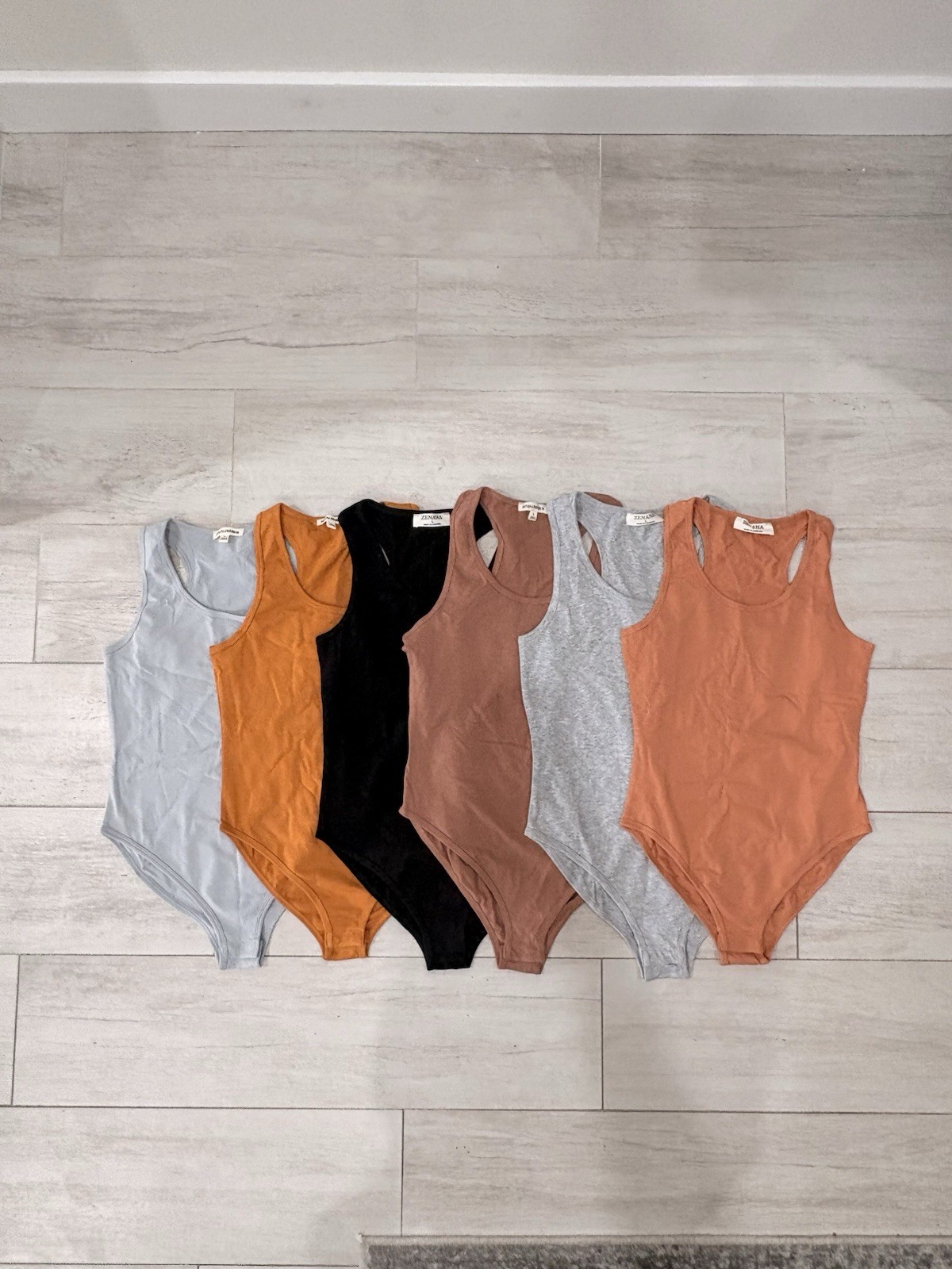 Women’s Bundle/Lot of 6 Zenana Cotton Bodysuits Size L New Without Tags