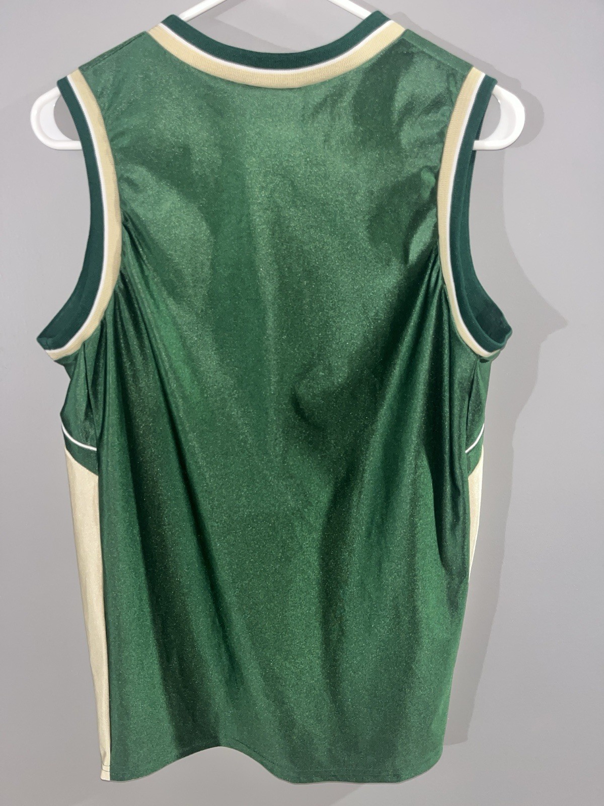 VTG Teamwork Athletic Green & Gold Silky Shiny Basketball Jersey Men XL USA Made