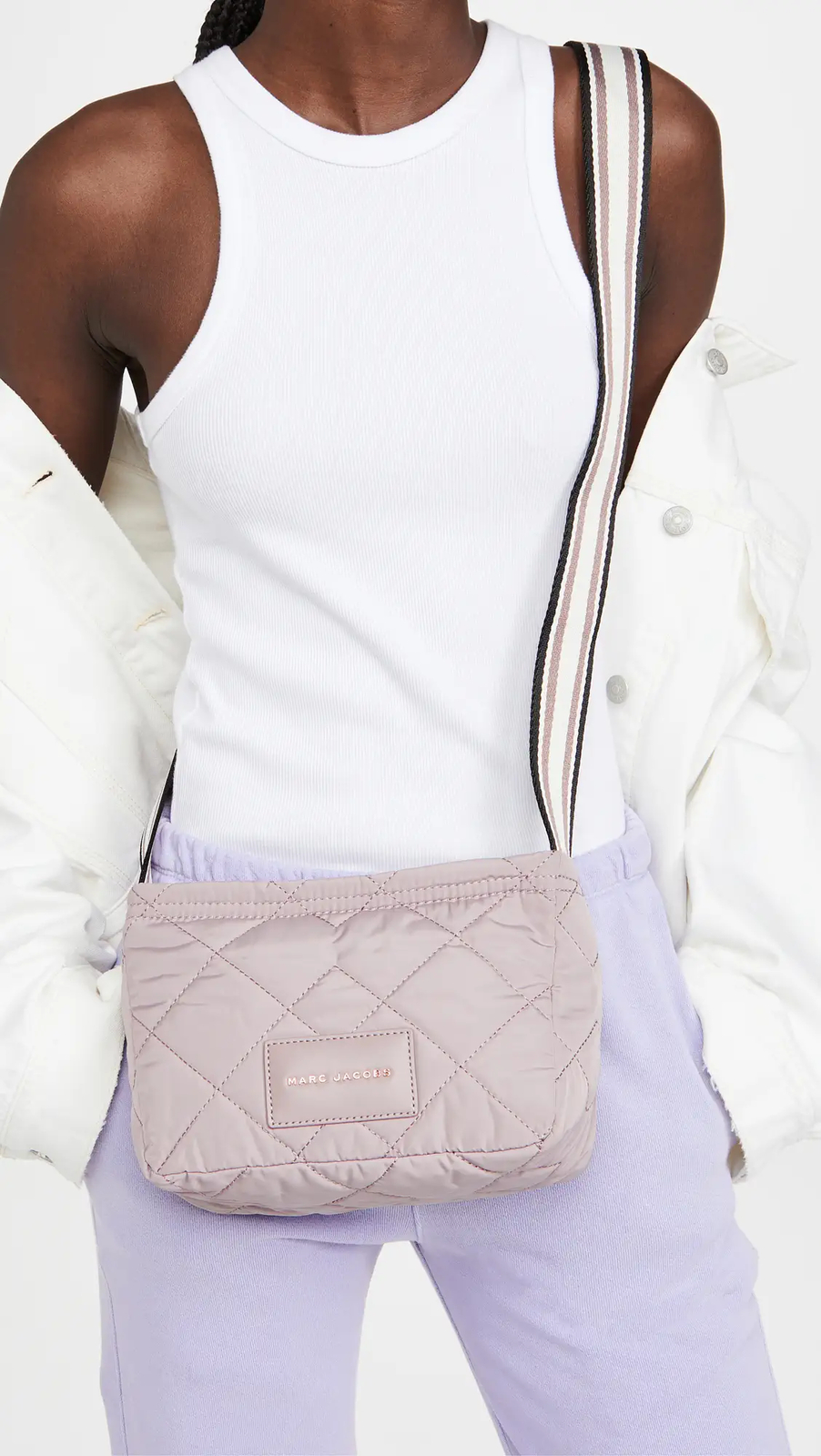 Marc Jacobs Quilted Nylon Messenger Crossbody Bag Bark New GL02304116