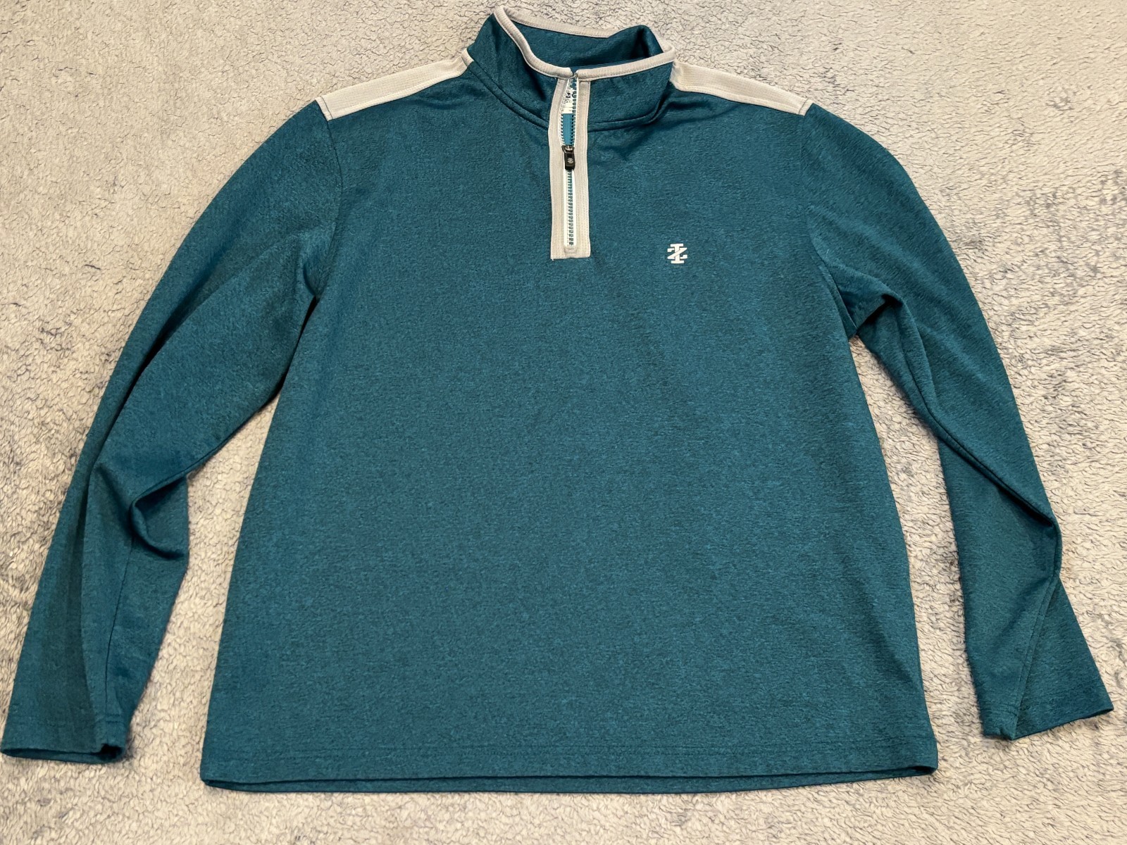 IZOD Golf 1/4 Zip Pullover Mens Medium Teal Long Sleeve Comfort Performance