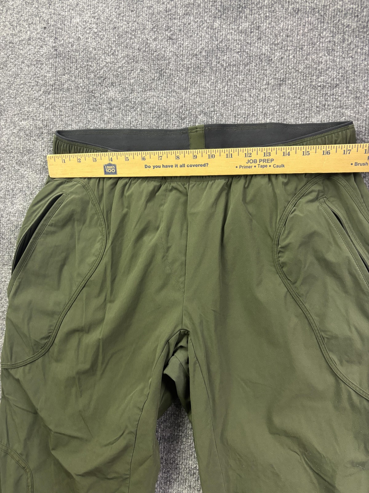 Paskho Jogger Pants Mens 2XL 38×30 Green Woven Elastic Waist Zip Pockets Stretch
