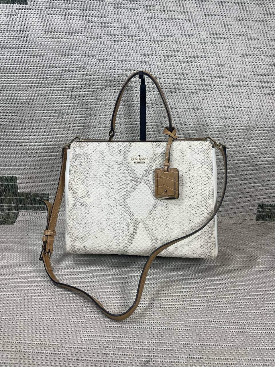 Kate Spade New York Bag Pembrey Place Angelika White Snakeskin Leather Satchel