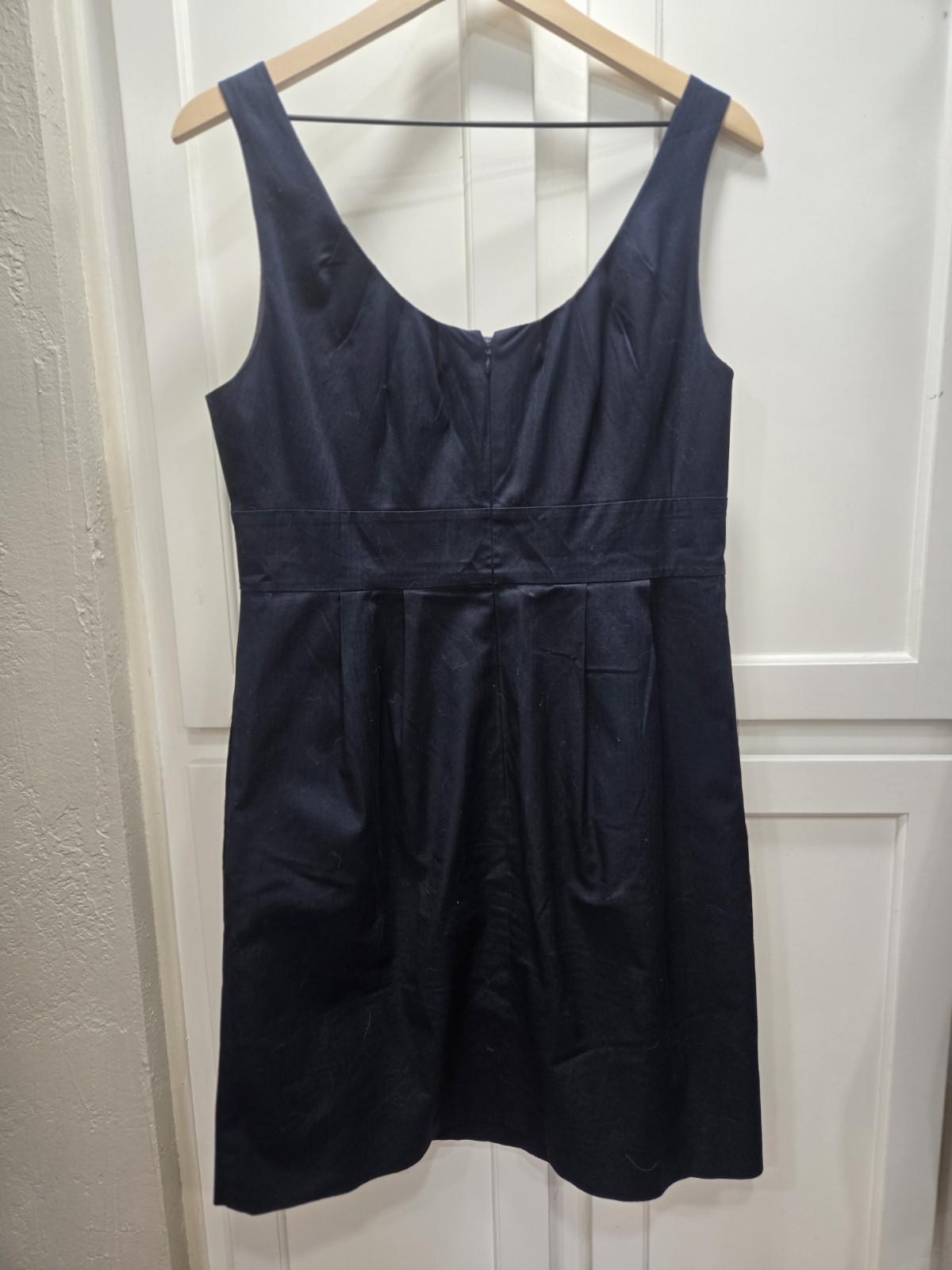 J.Crew Suiting Navy Solid Sheath Dress Scoop Neck Sleeveless Knee length, Sz 12