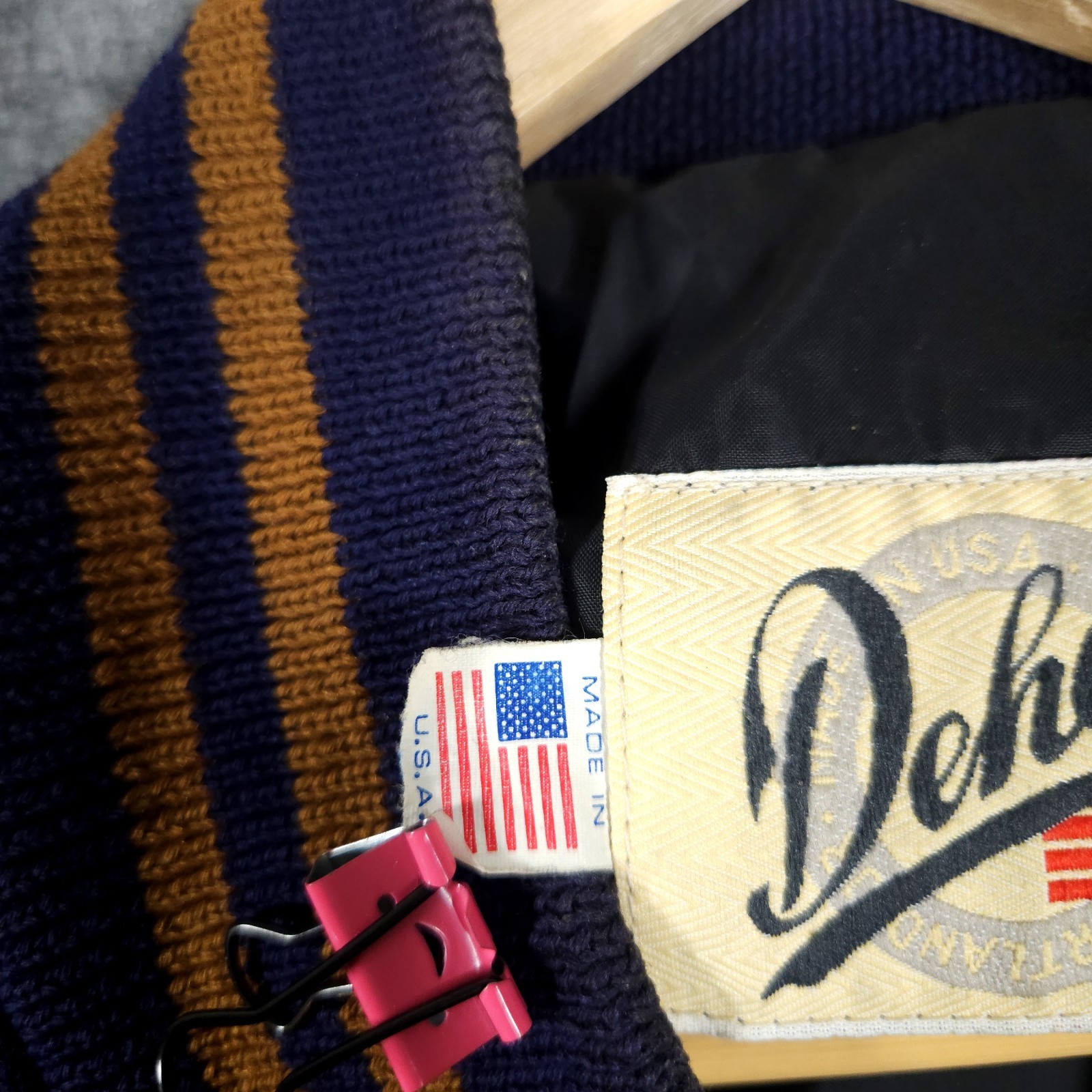 Dehen Varsity Jacket Mens XL Wool Brown Leather Made in USA Ford Logo Portland