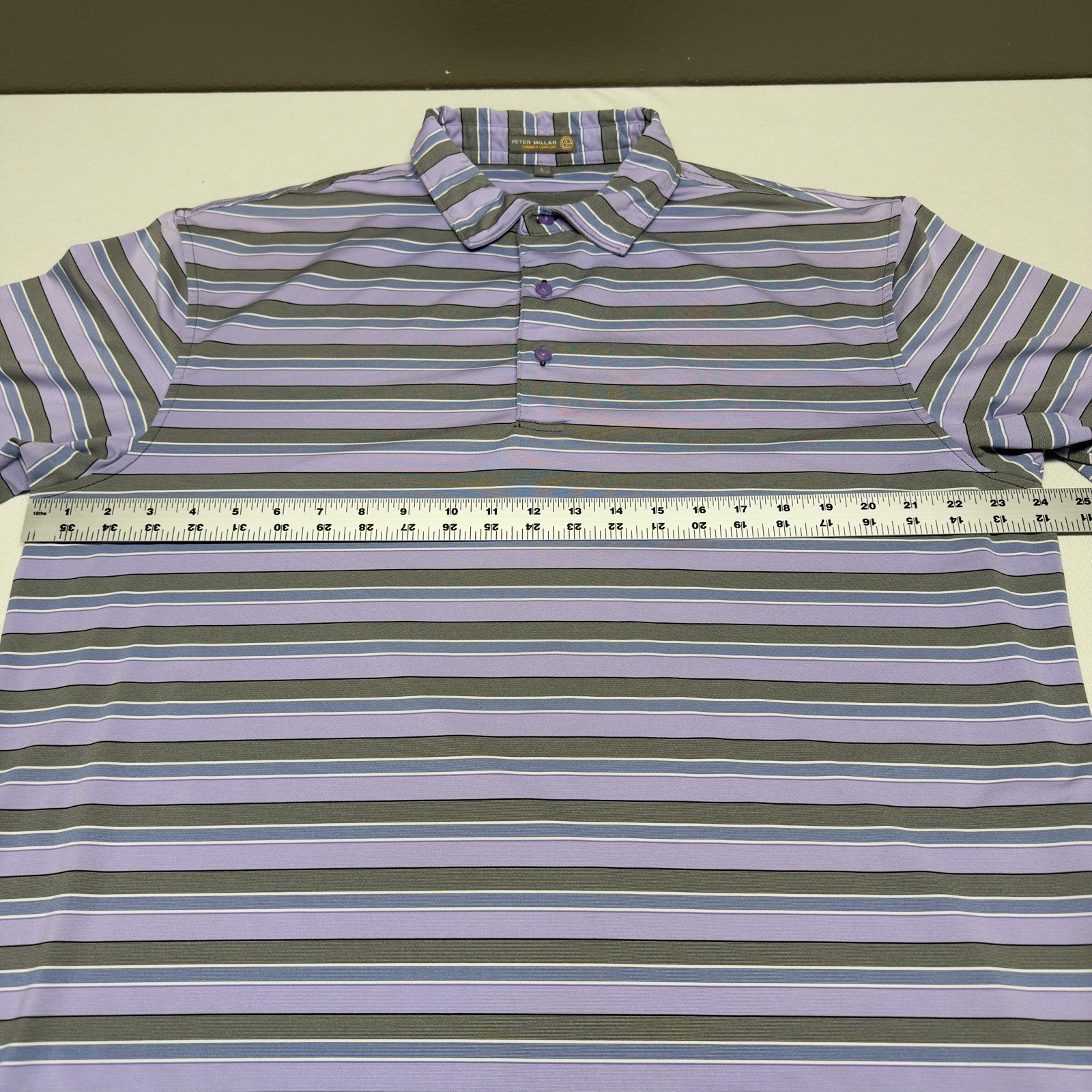 Peter Millar Men’s Purple Striped Summer Comfort Large L Golf Active Performance
