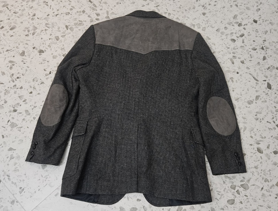 New Pendleton Wool Blazer Western Elbow Patches Gray Black Shooter Jacket 44 L