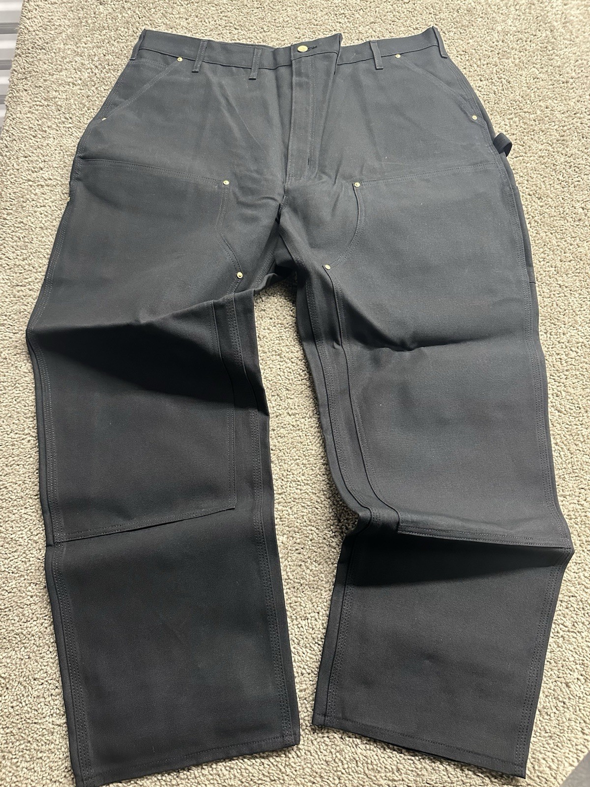 Carhartt Pants 44×32 Black Duck Double Knee Loose Fit Carpenter Workwear New