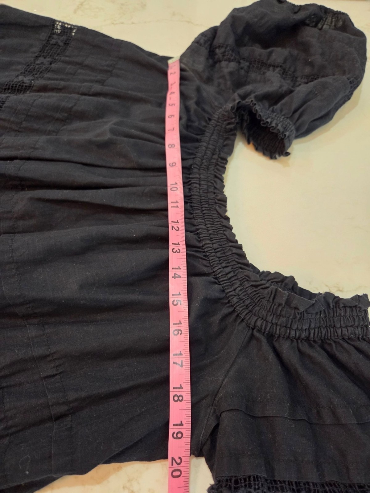 Free People Sounds Of Summer Crochet Tunic Top S Off-Shoulder Black Boho Witchy