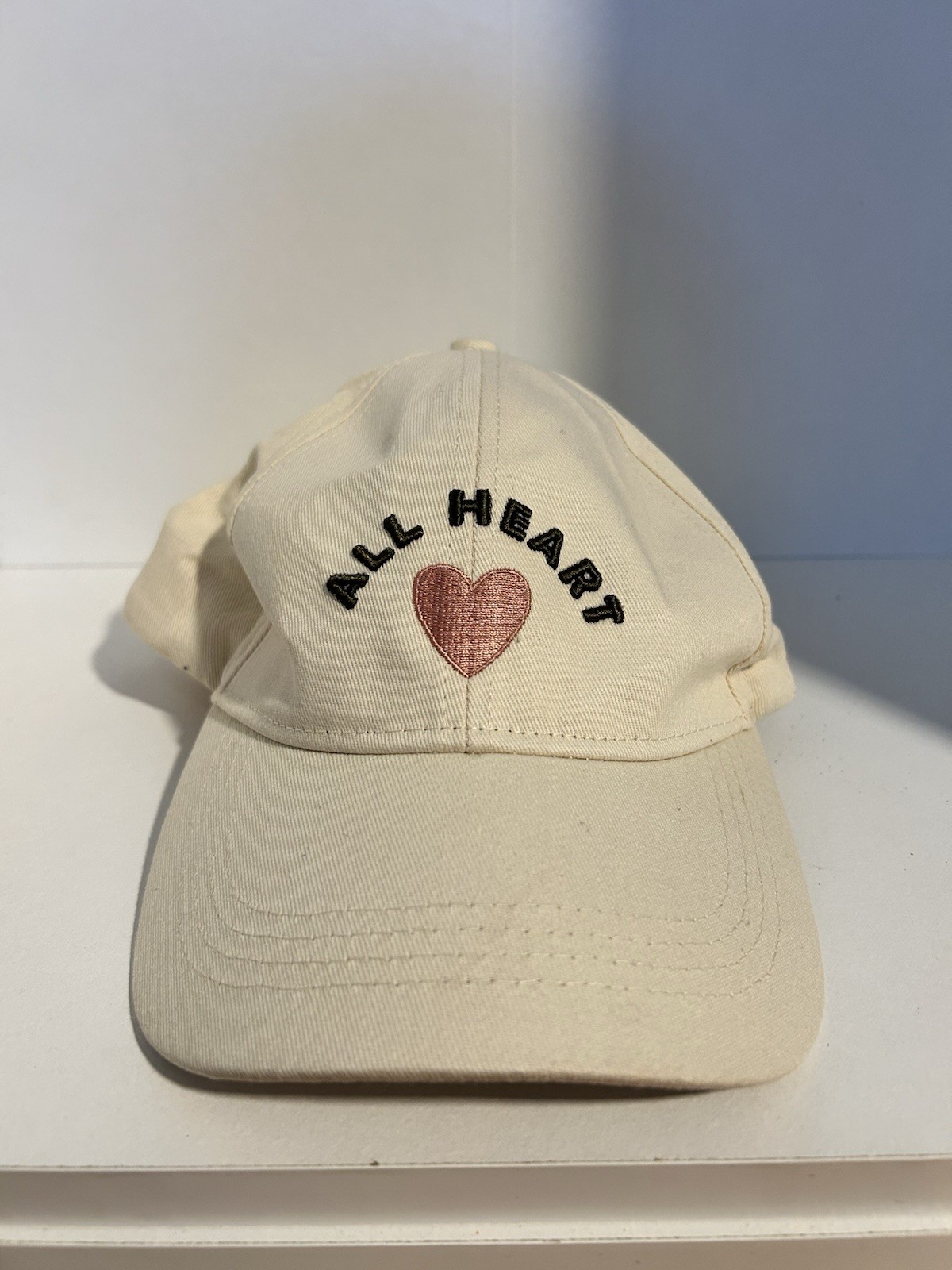 Sonoma Adjustable Beige Baseball Cap One Size “All Heart” Embroidered