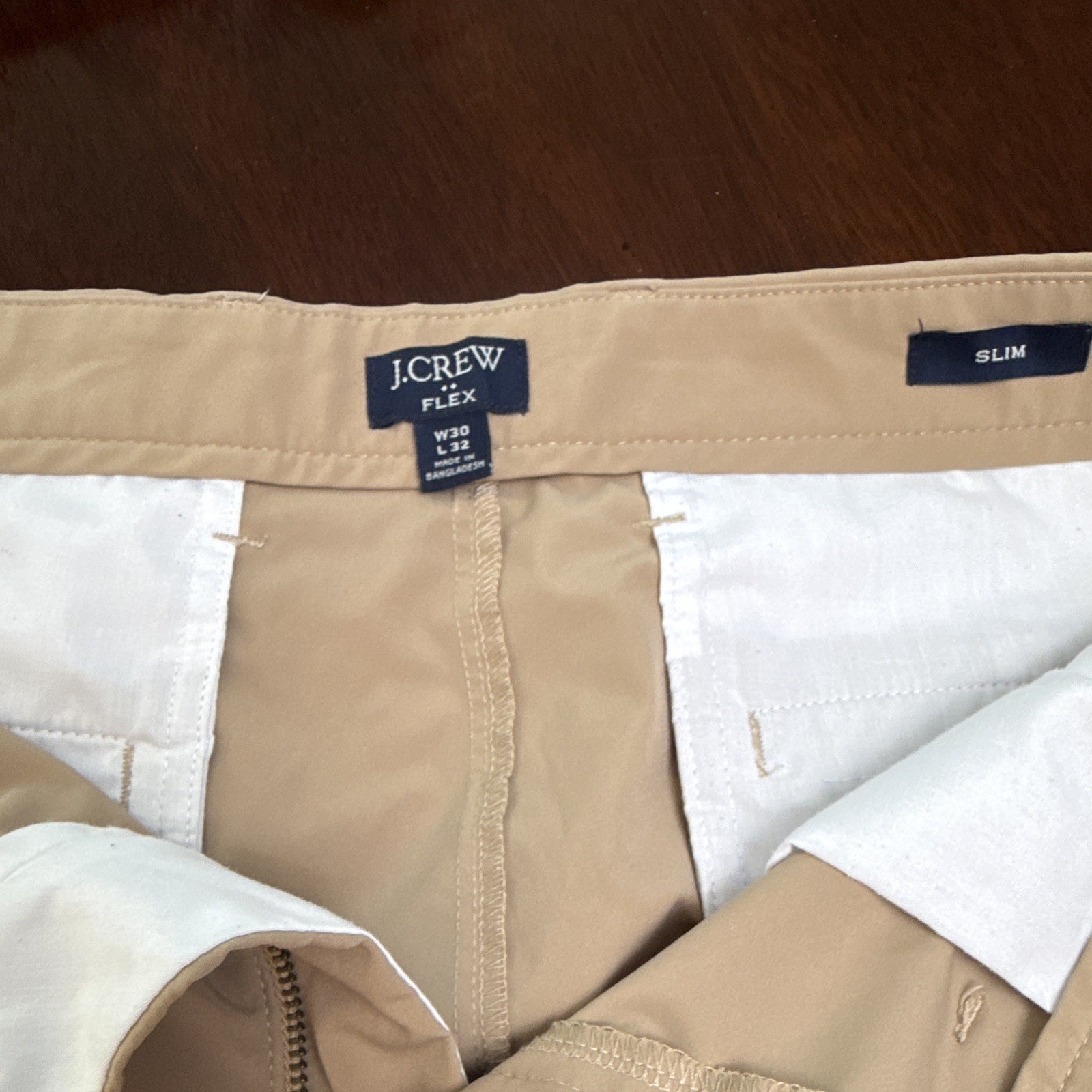 J.Crew Men’s Flex Slim Fit Chino Pants Beige Solid Regular Waist 30 Length 32