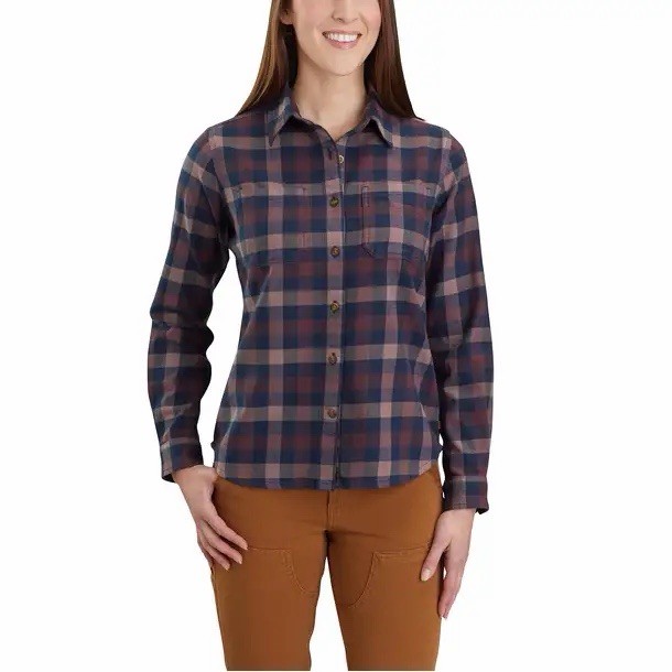 Carhartt Rugged Flex Hamilton Purple Flannel Button Down Long Sleeve Shirt