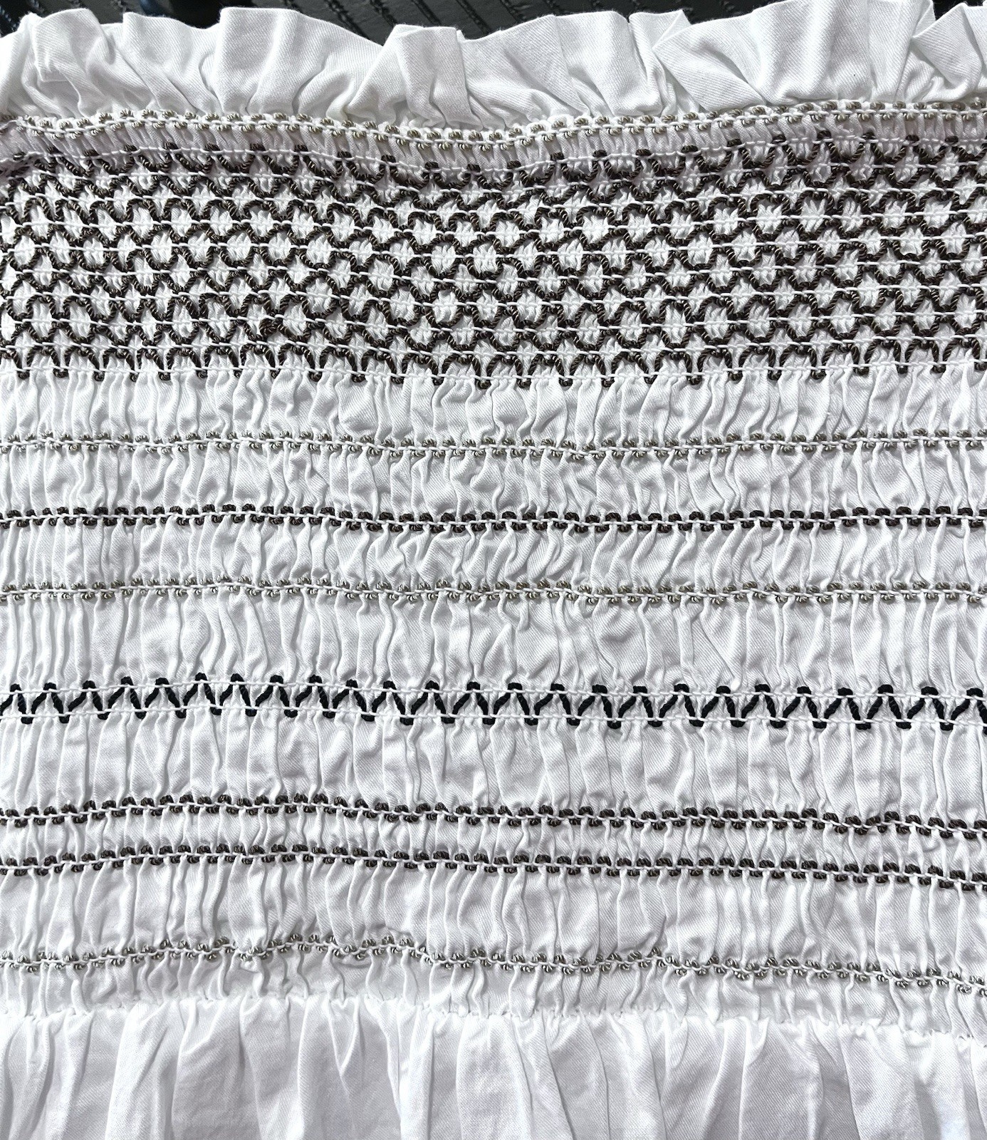 BRAND NEW Old Navy White Tank Top With Brown Embroidered Elastic Bodice