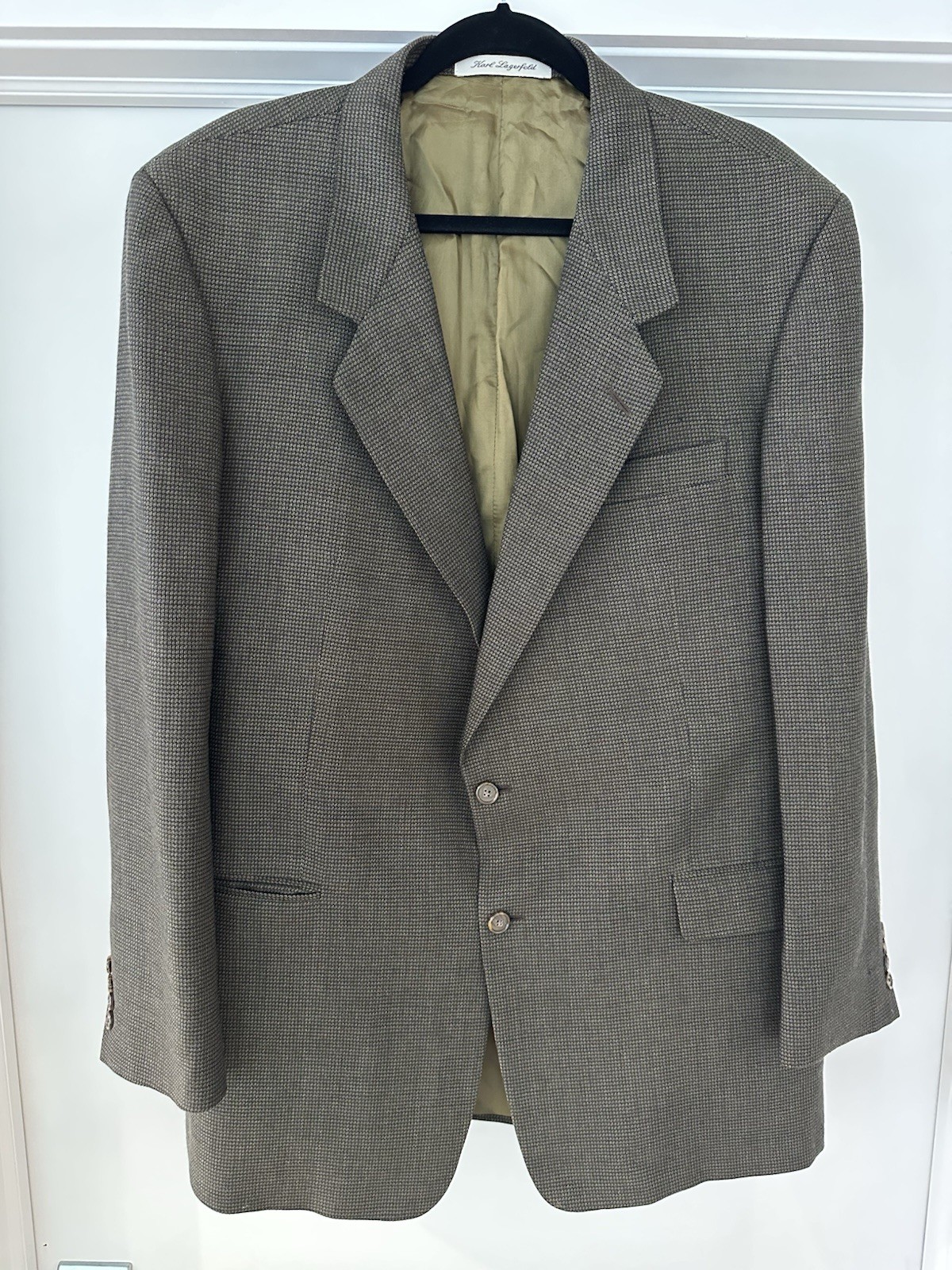 Vintage Karl Lagerfeld Paris Bristol Sport Coat Blazer 46L 100% Wool USA Made