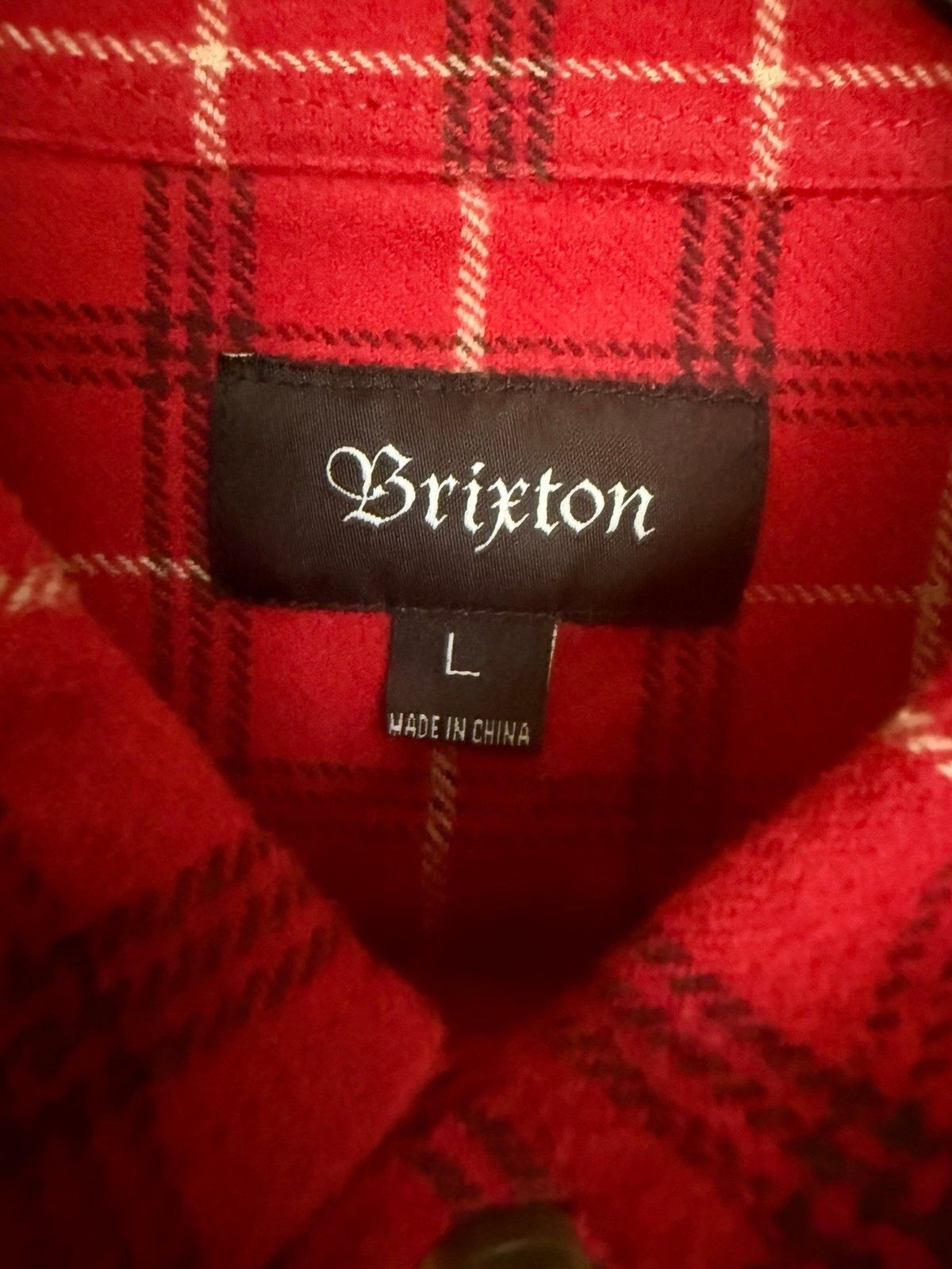 NWOT Men’s Brixton Bowery Red & Black Flannel Button Up Shirt Size Large