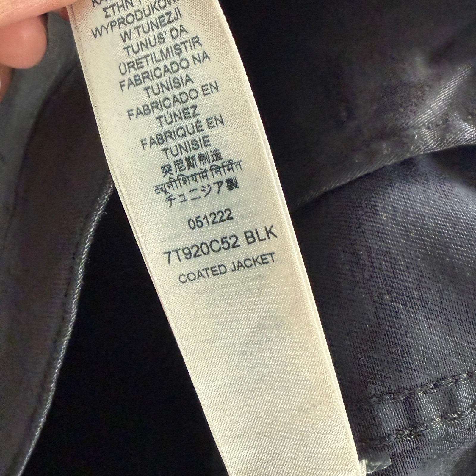 7 For All Mankind Coated Jacket Mens M Black Denim Trucker Button Up Flap Pocket