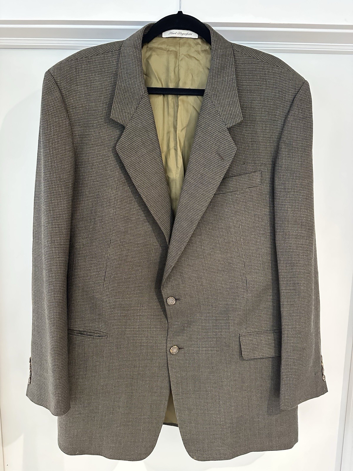 Vintage Karl Lagerfeld Paris Bristol Sport Coat Blazer 46L 100% Wool USA Made