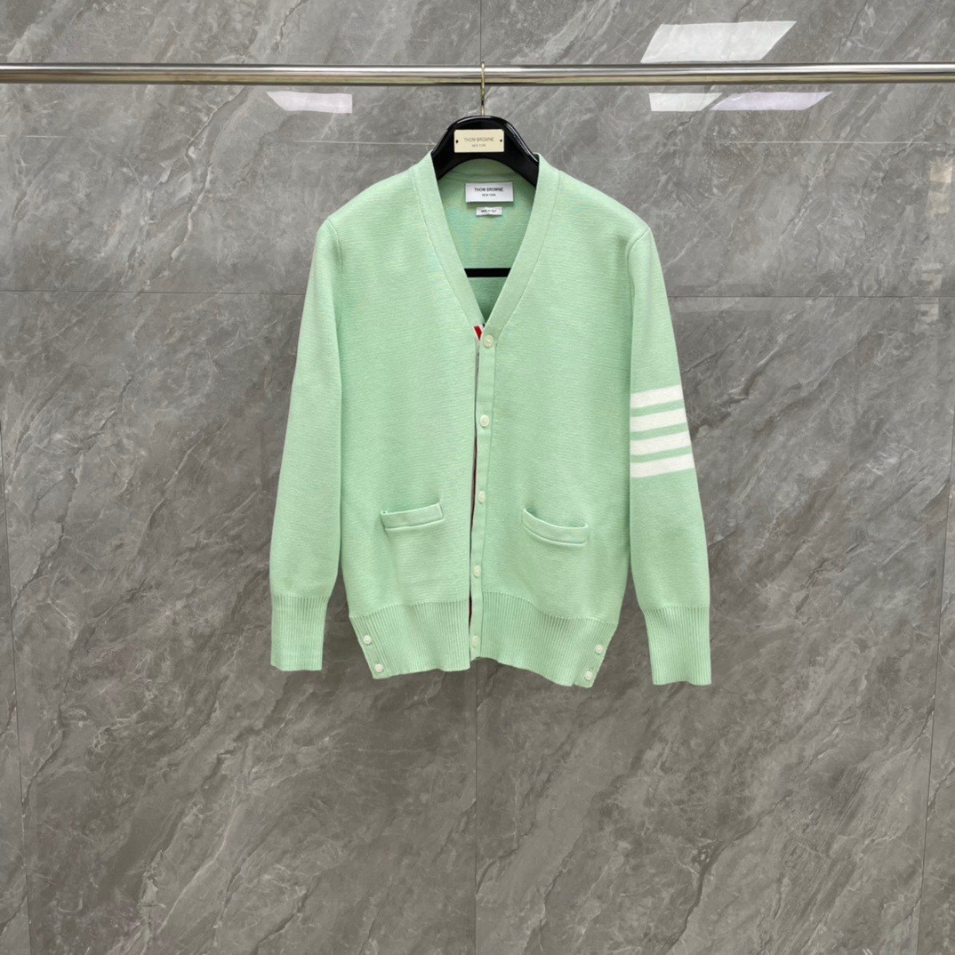 Thom Browne Men/womens Autumn Winter New Four Bars Striped Knitted Wool Cardigan