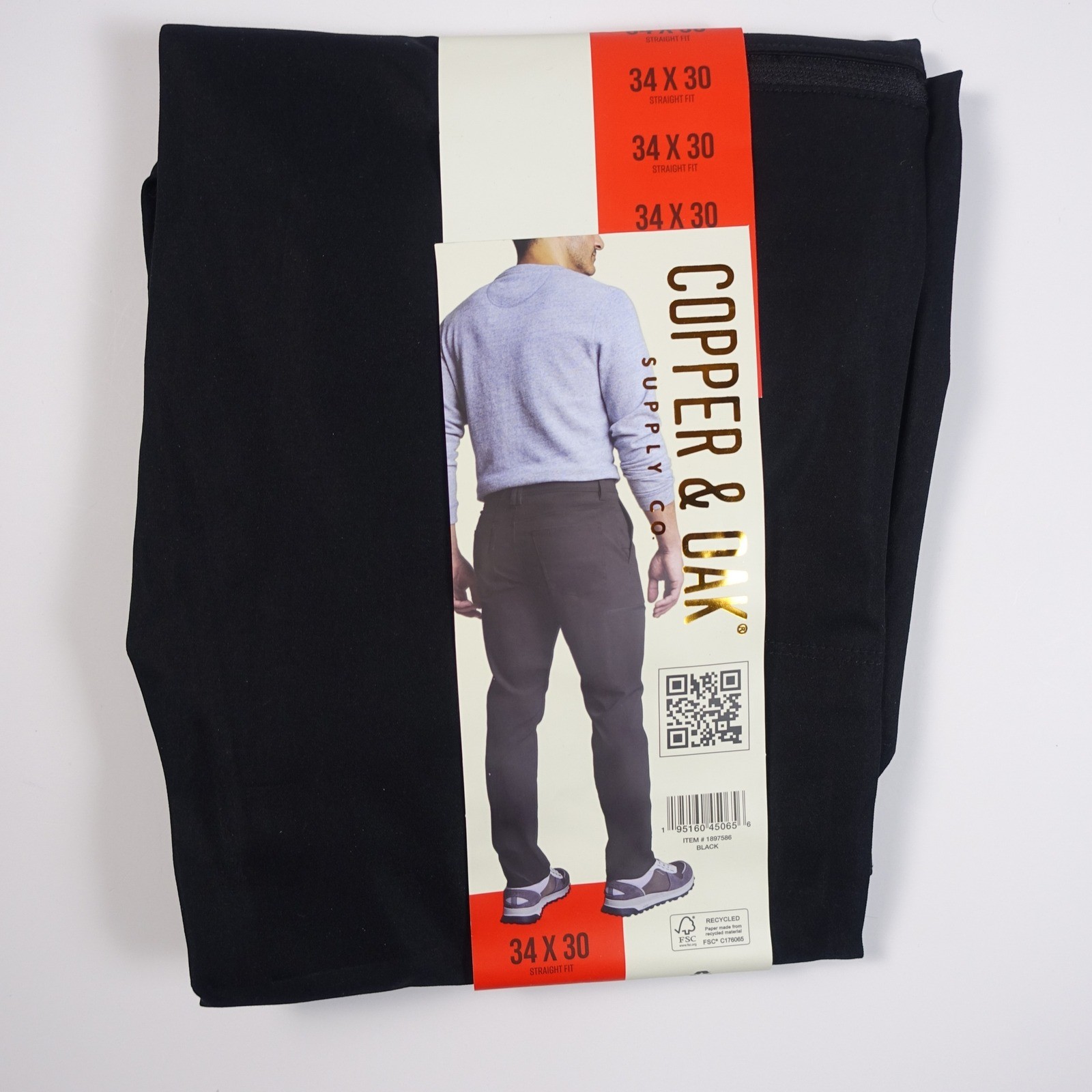Copper and Oak Supply Co Mens 34×30 Black Straight Fit Tech Utility Pants