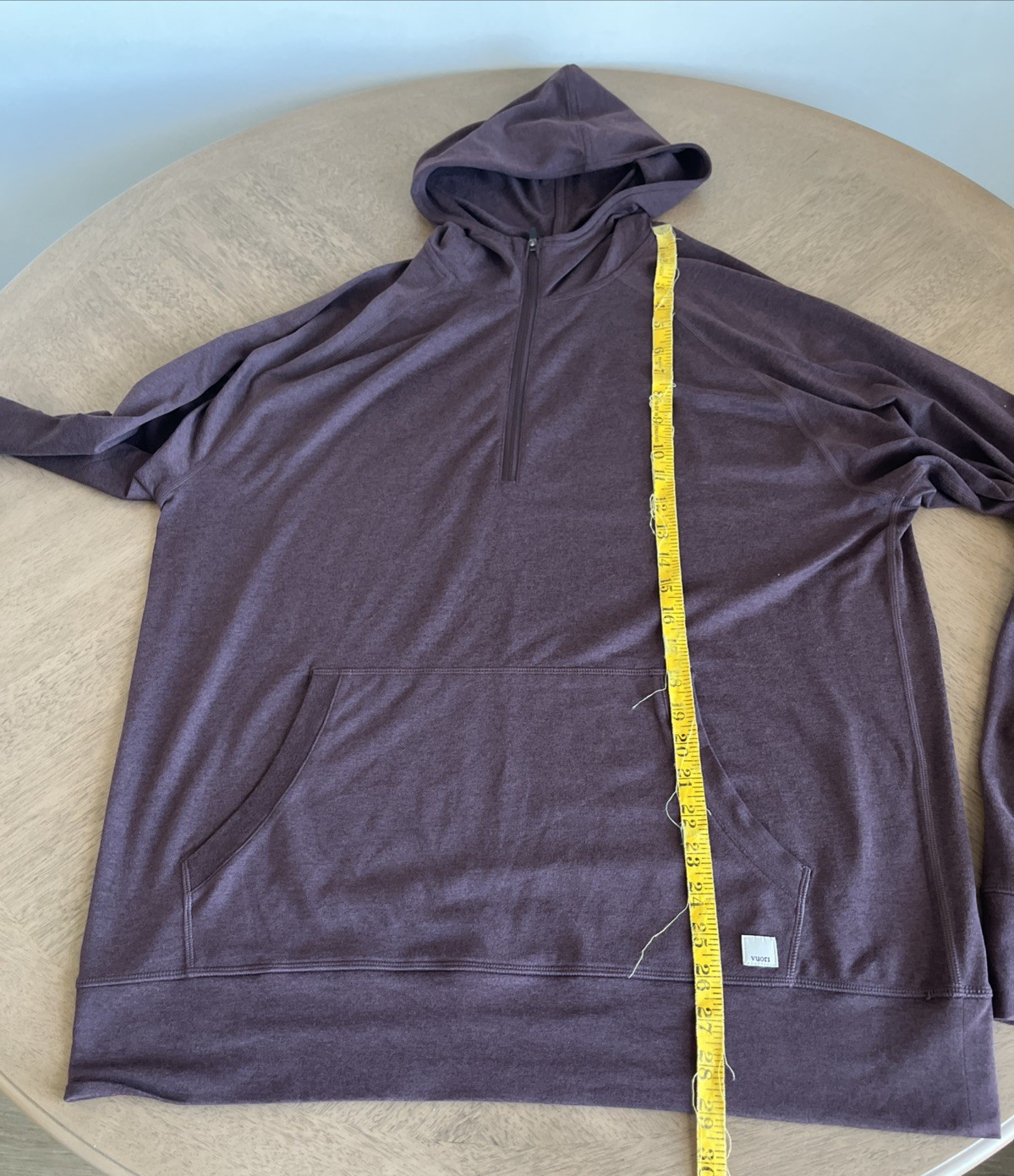 Vuori Ponto Performance Half-Zip Hoodie in Mahogany Heather- Men’s Size Large