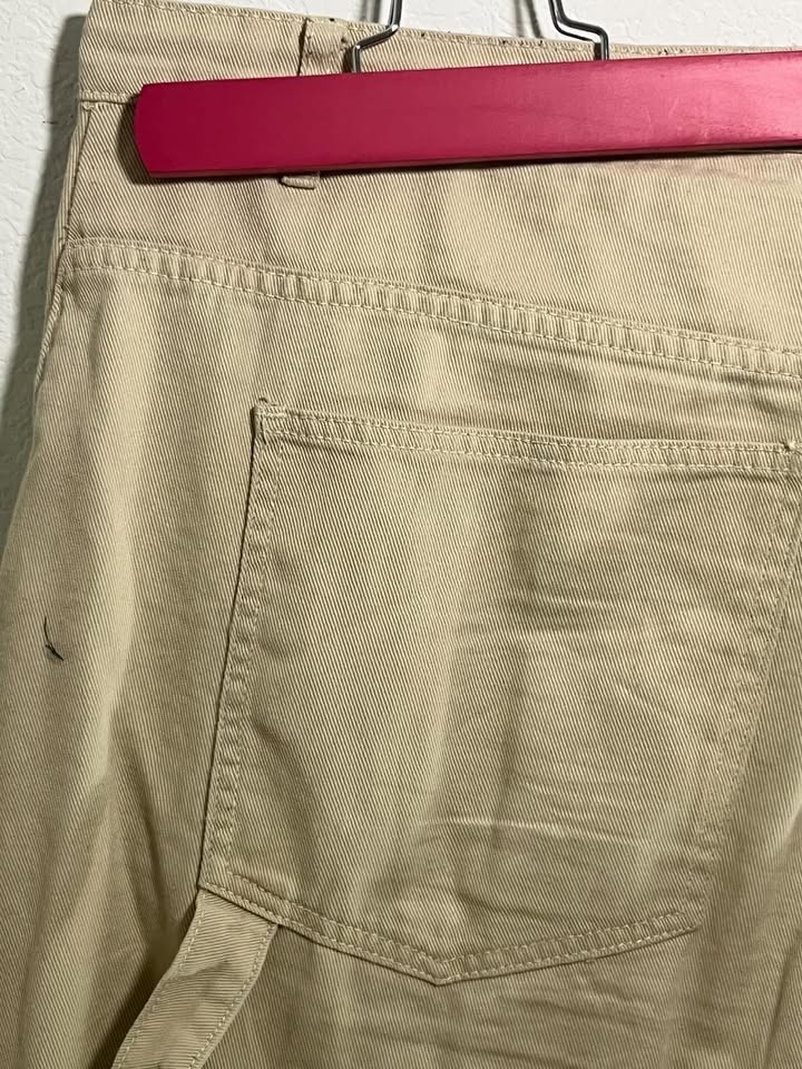 boohooMAN Men’s Cargo Carpenter Pants Size 44 Khaki Paint Splatter Trousers