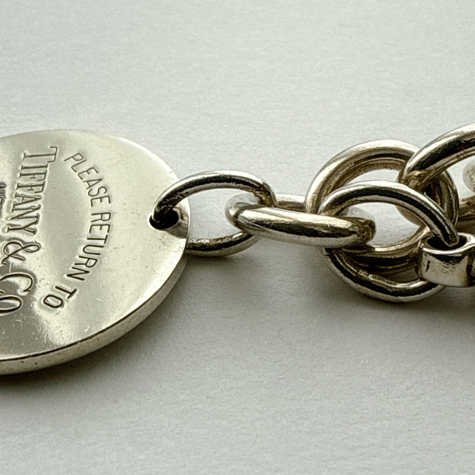Tiffany & Co. Return To Tiffany Round Tag Sterling Silver 925 Bracelet 18cm