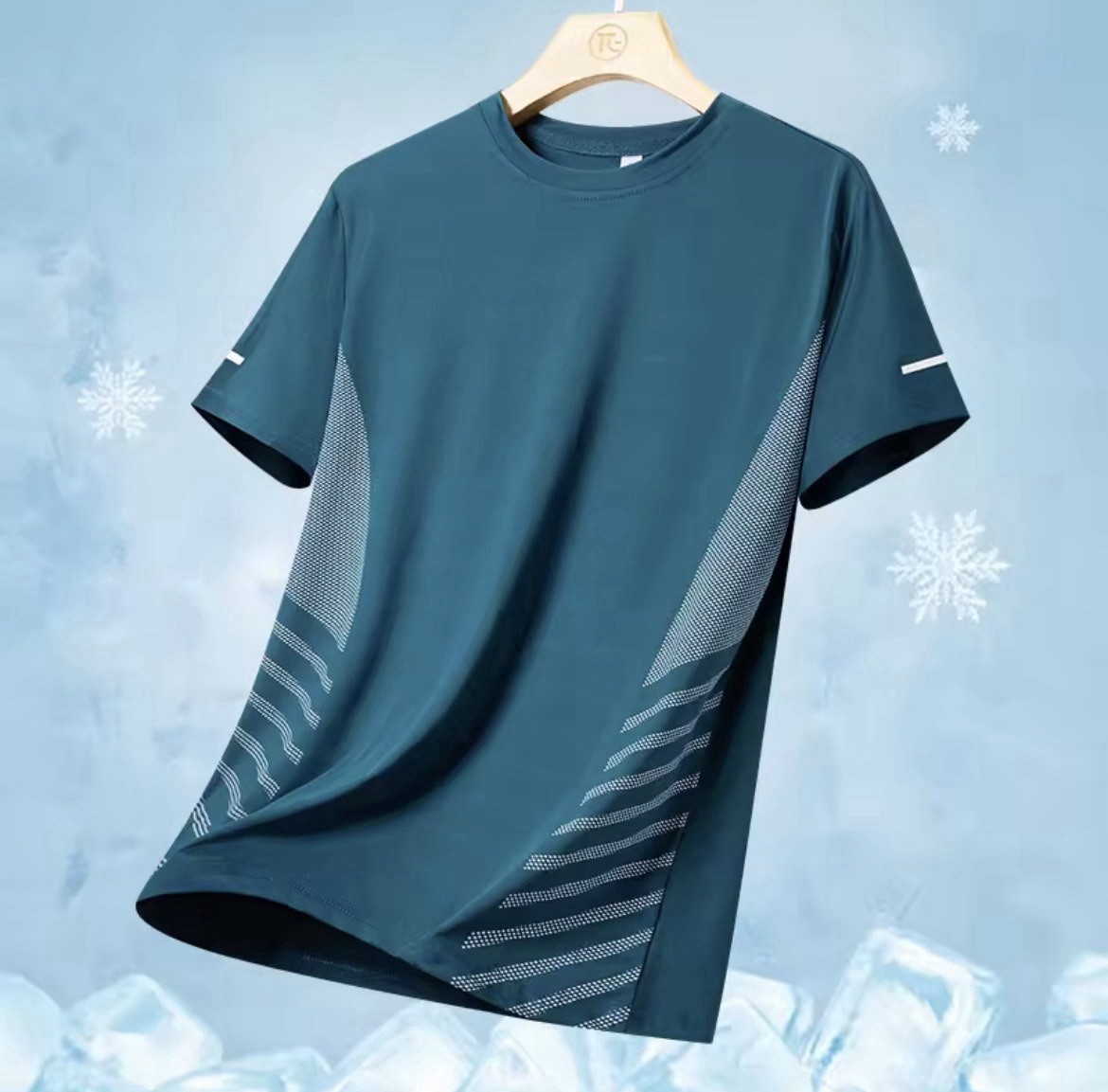 Men Running T-Shirt Ice Silk Quick Dry Breathable Reflective Sports 5XL