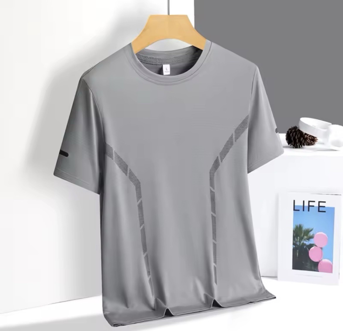 Men Running T-Shirt Ice Silk Quick Dry Breathable Reflective Sports 5XL