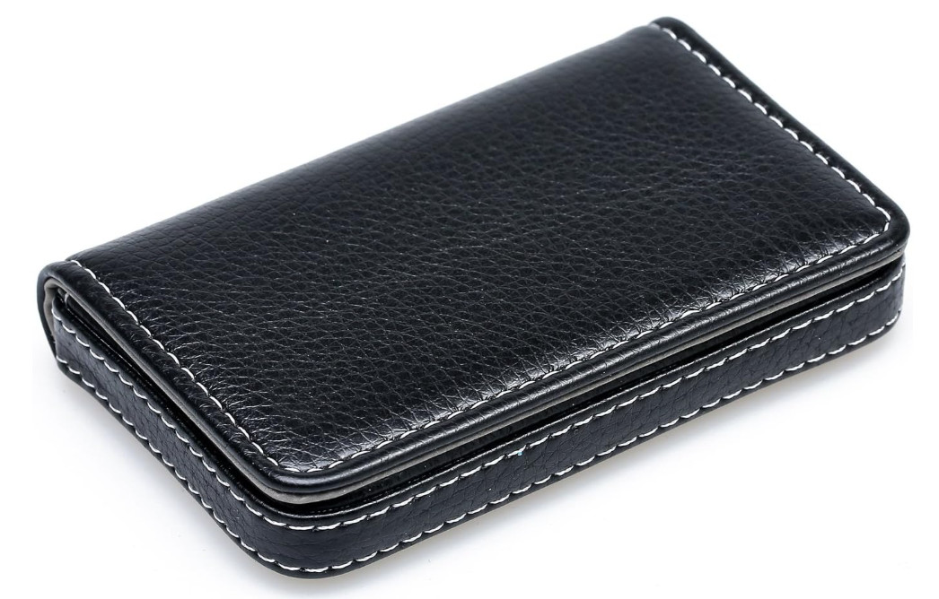 RFID Blocking Wallet – Minimalist Leather Business Credit Card Holder – Black